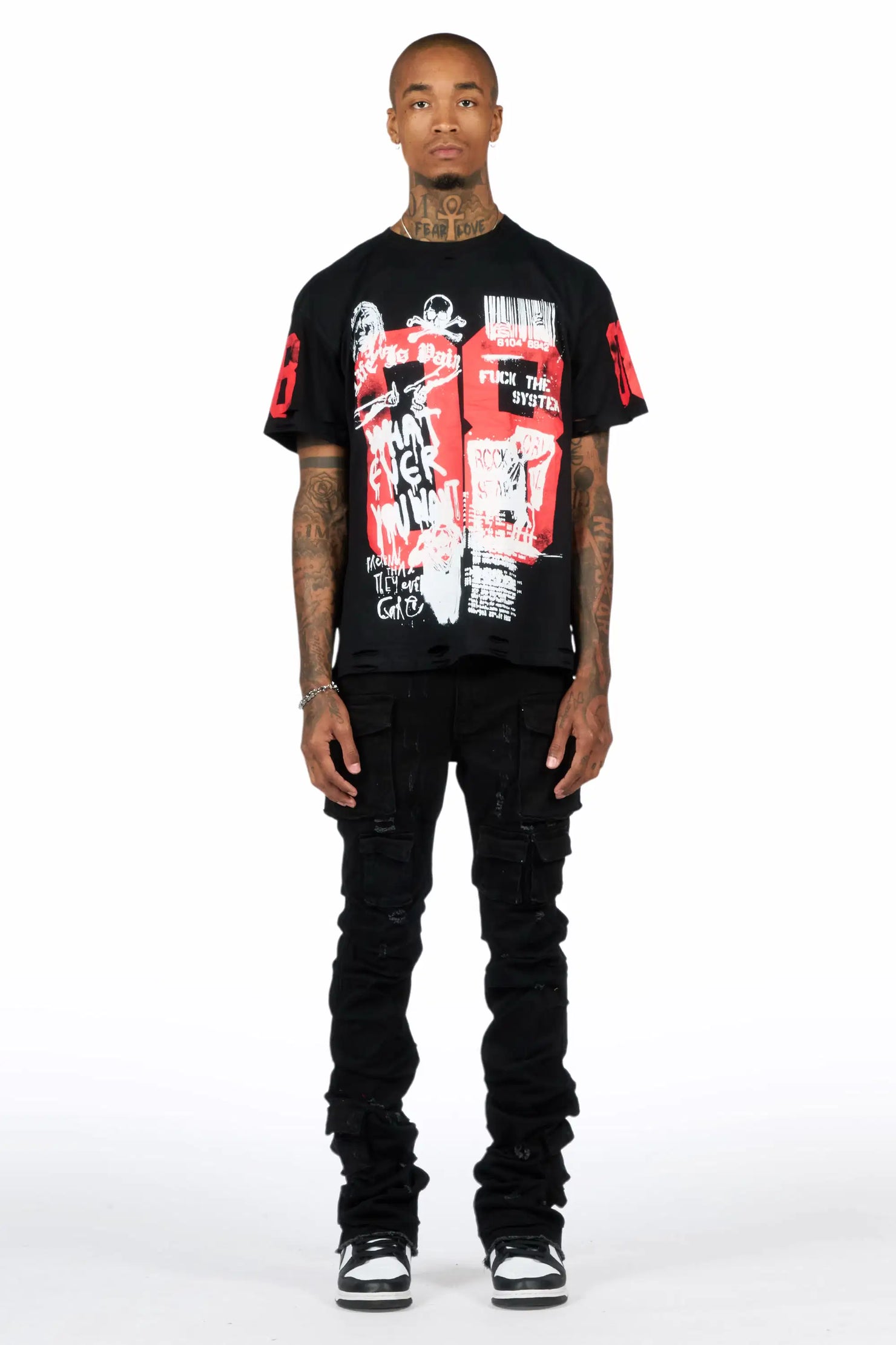 Grill Black T-Shirt/Stacked Flare Jean Bundle