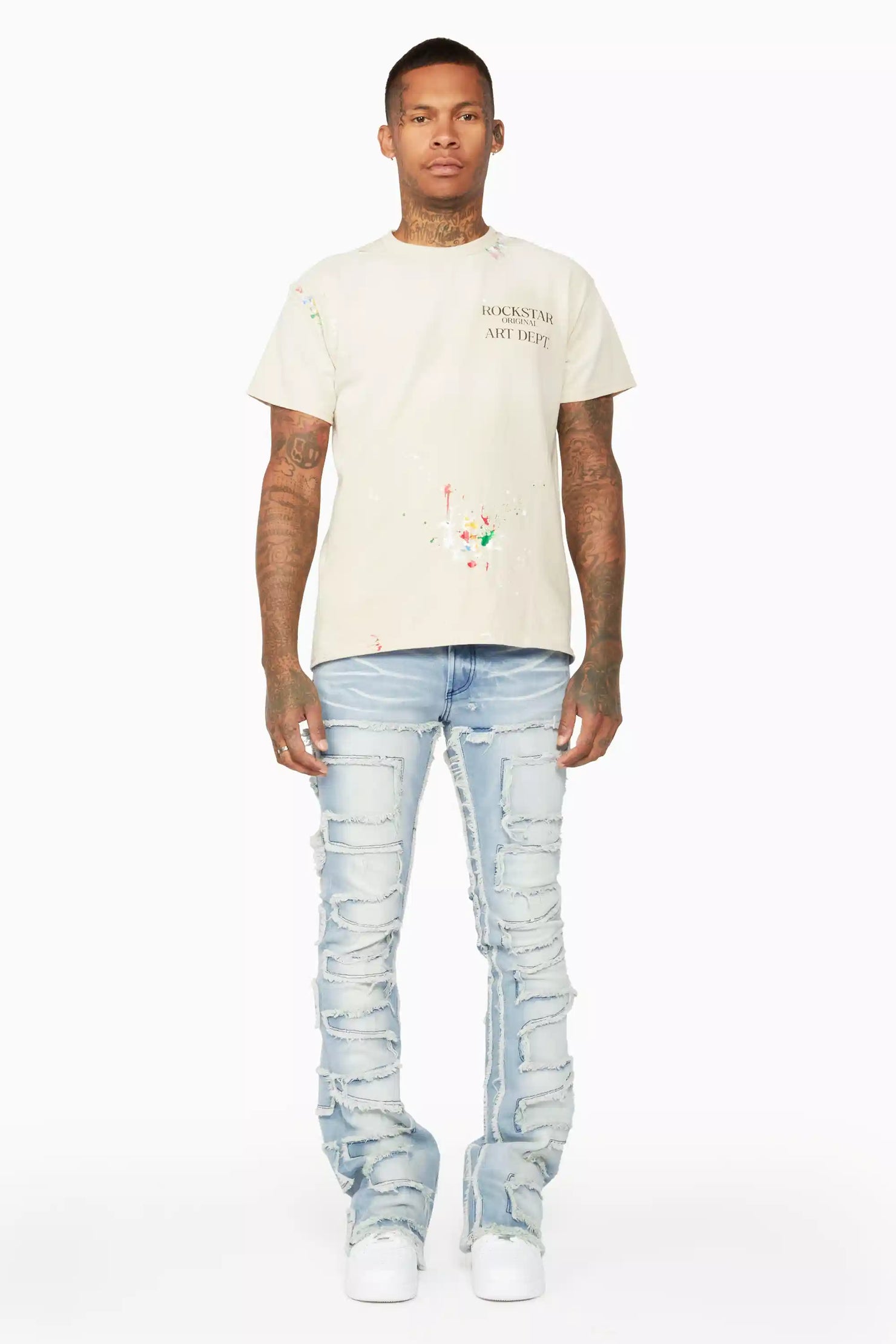 Shake Light Blue Stacked Flare Jean