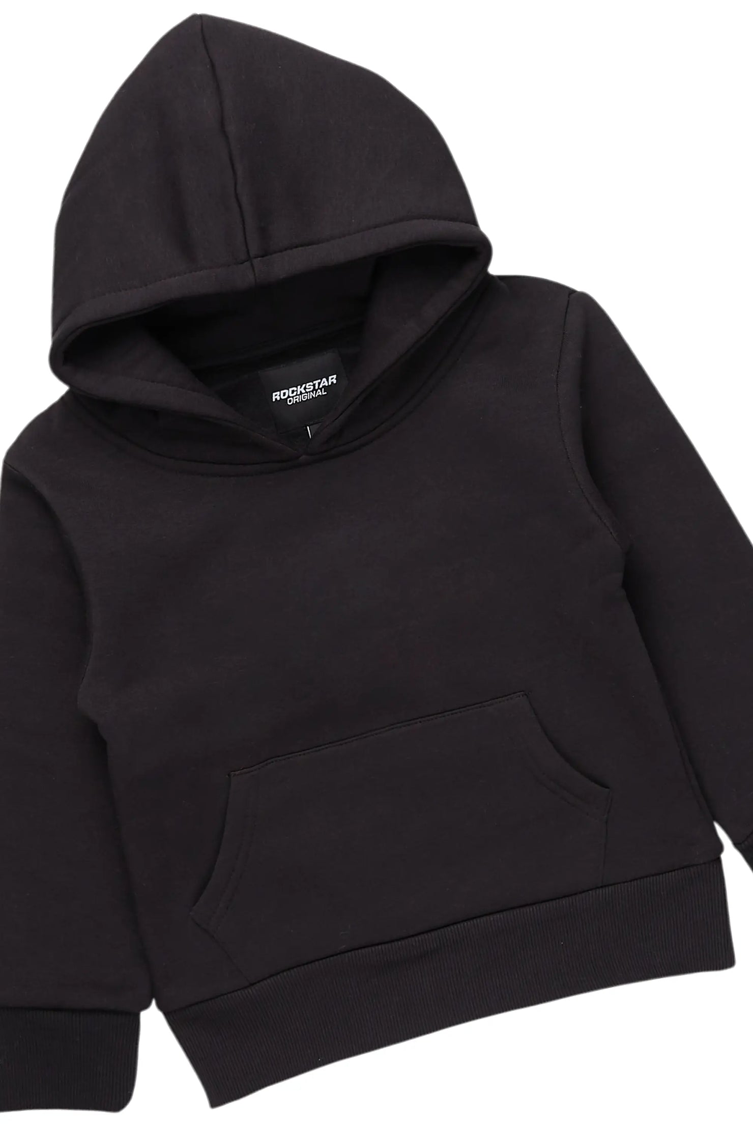 Boys Basic Black Stacked Flare Pant Set