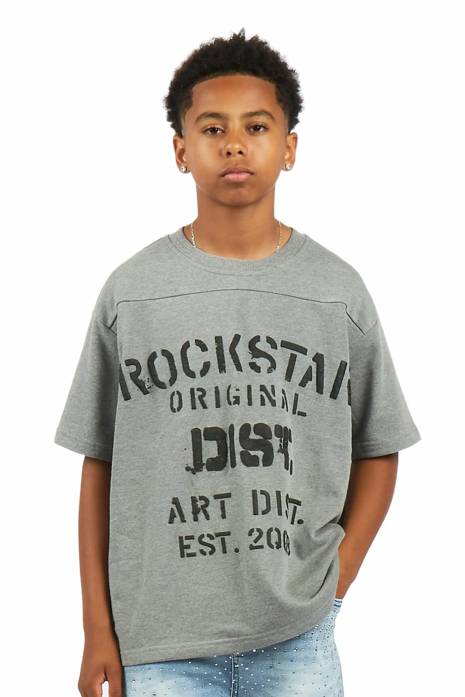 Boys Quin Heather Grey French Terry T-Shirt