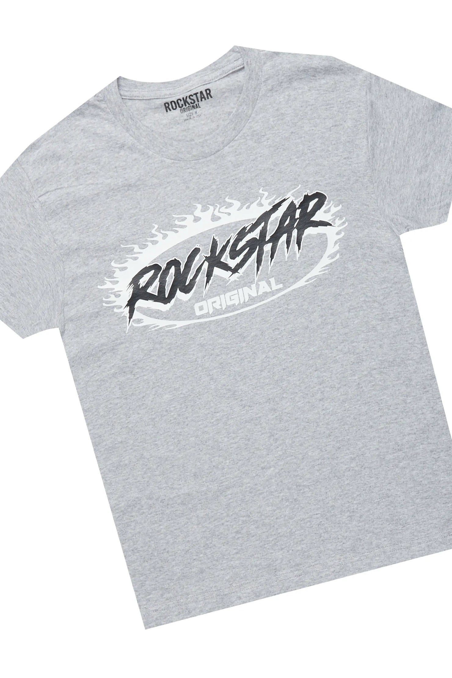Boys Ochoa Grey T-Shirt/Skinny Stack Flare Jean Set