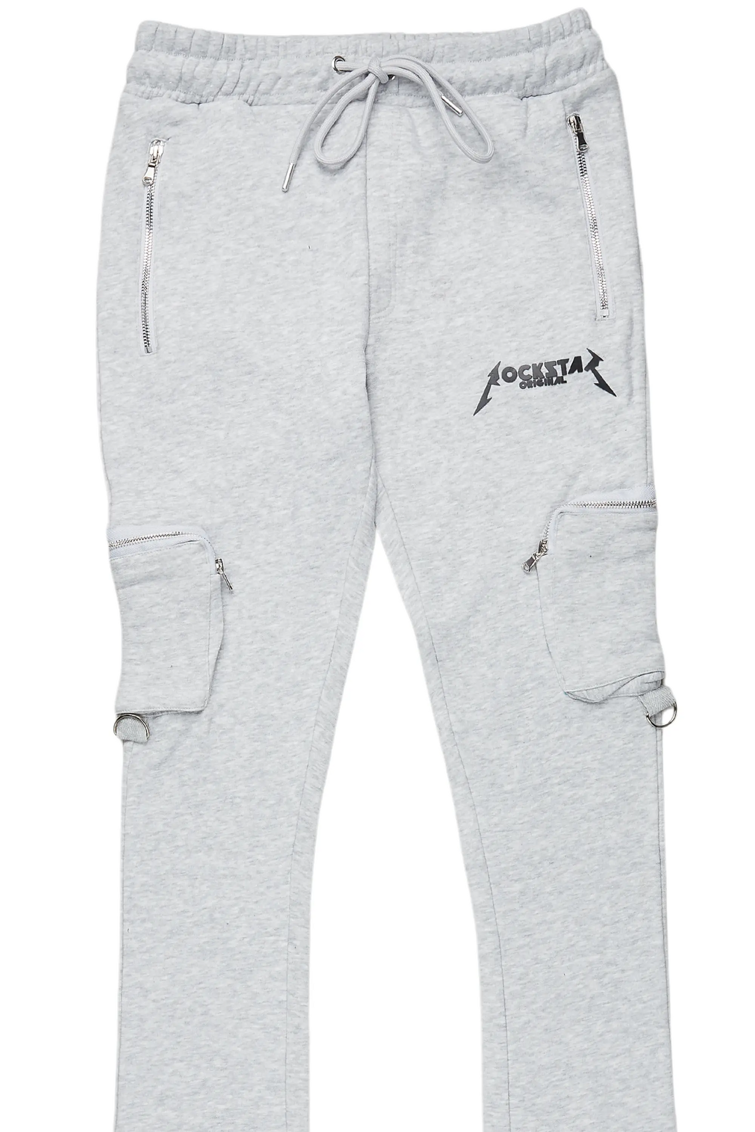 Colin Heather Grey Stacked Flare Track Pant