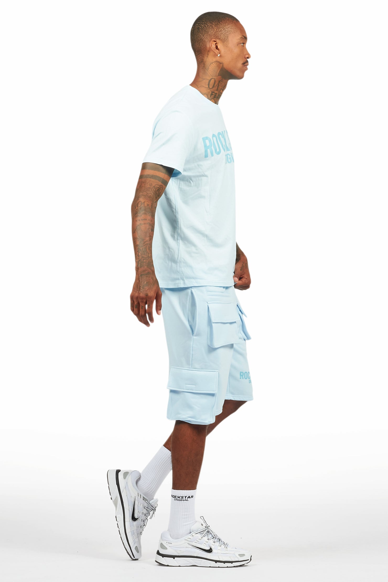 Sana Baby Blue/Blue T-Shirt Cargo Short Set
