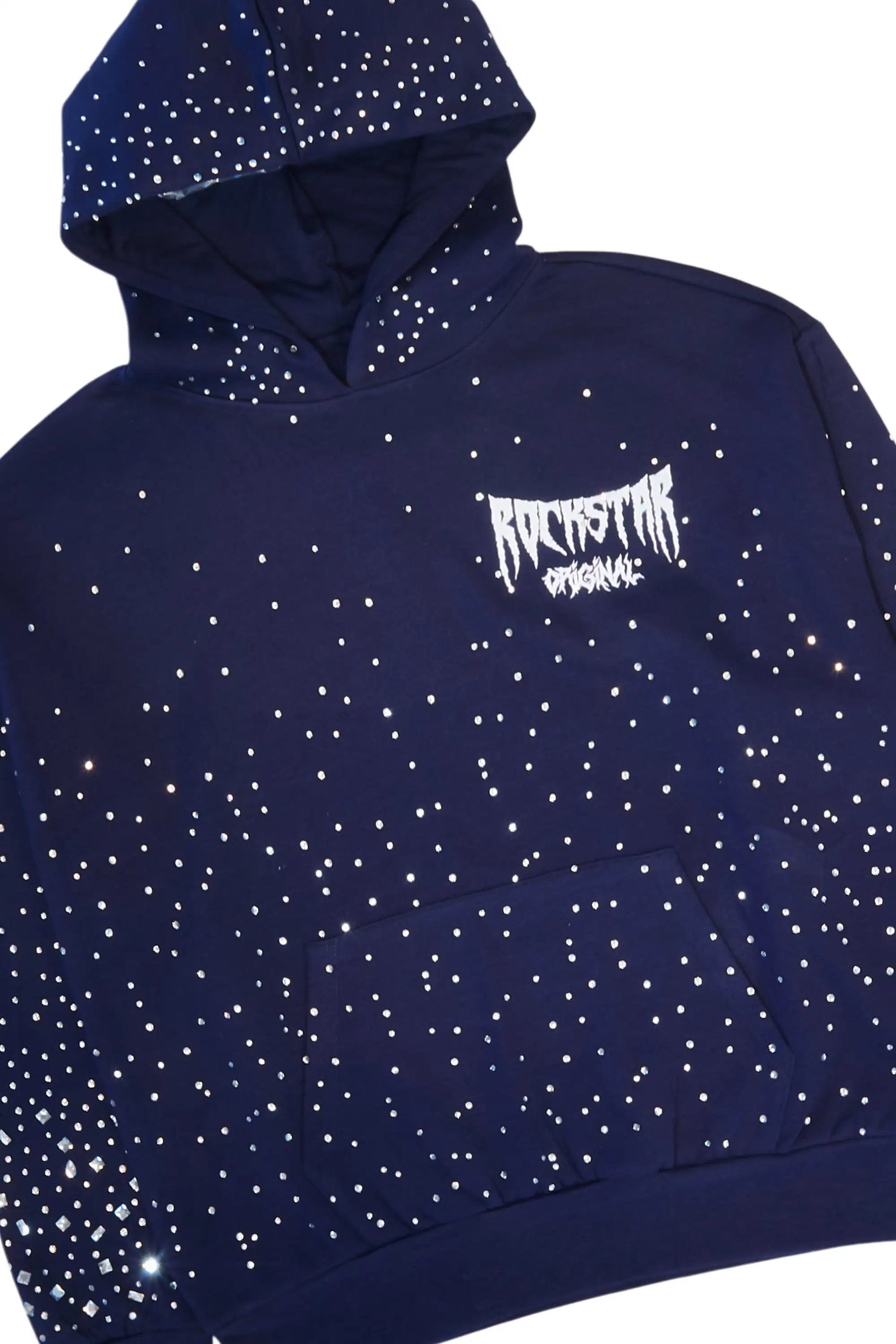 Twinkle Navy/White Rhinestone Hoodie Relaxed Track Set