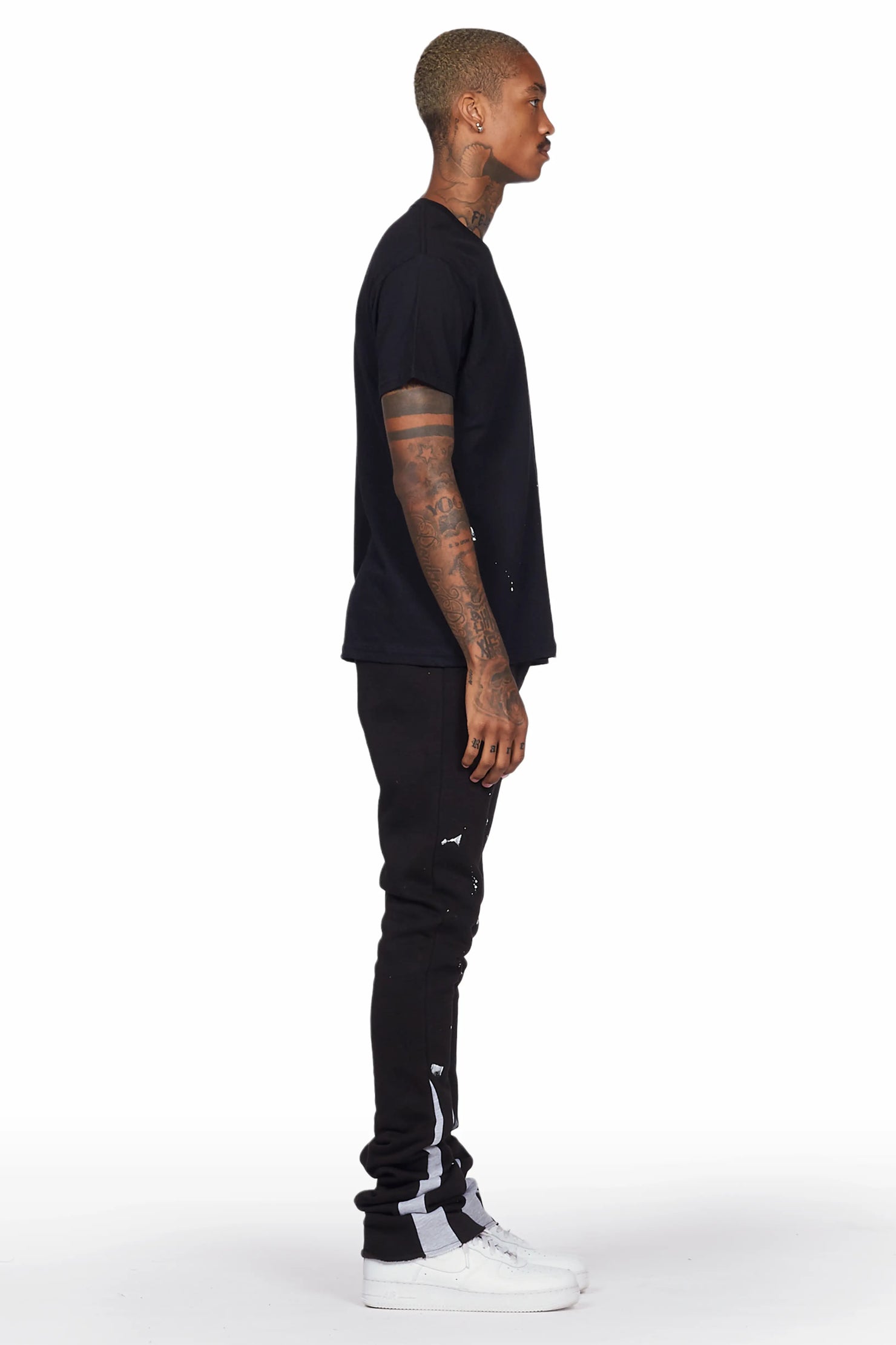 Raffer Black T-Shirt Super Stacked Flare Track Set