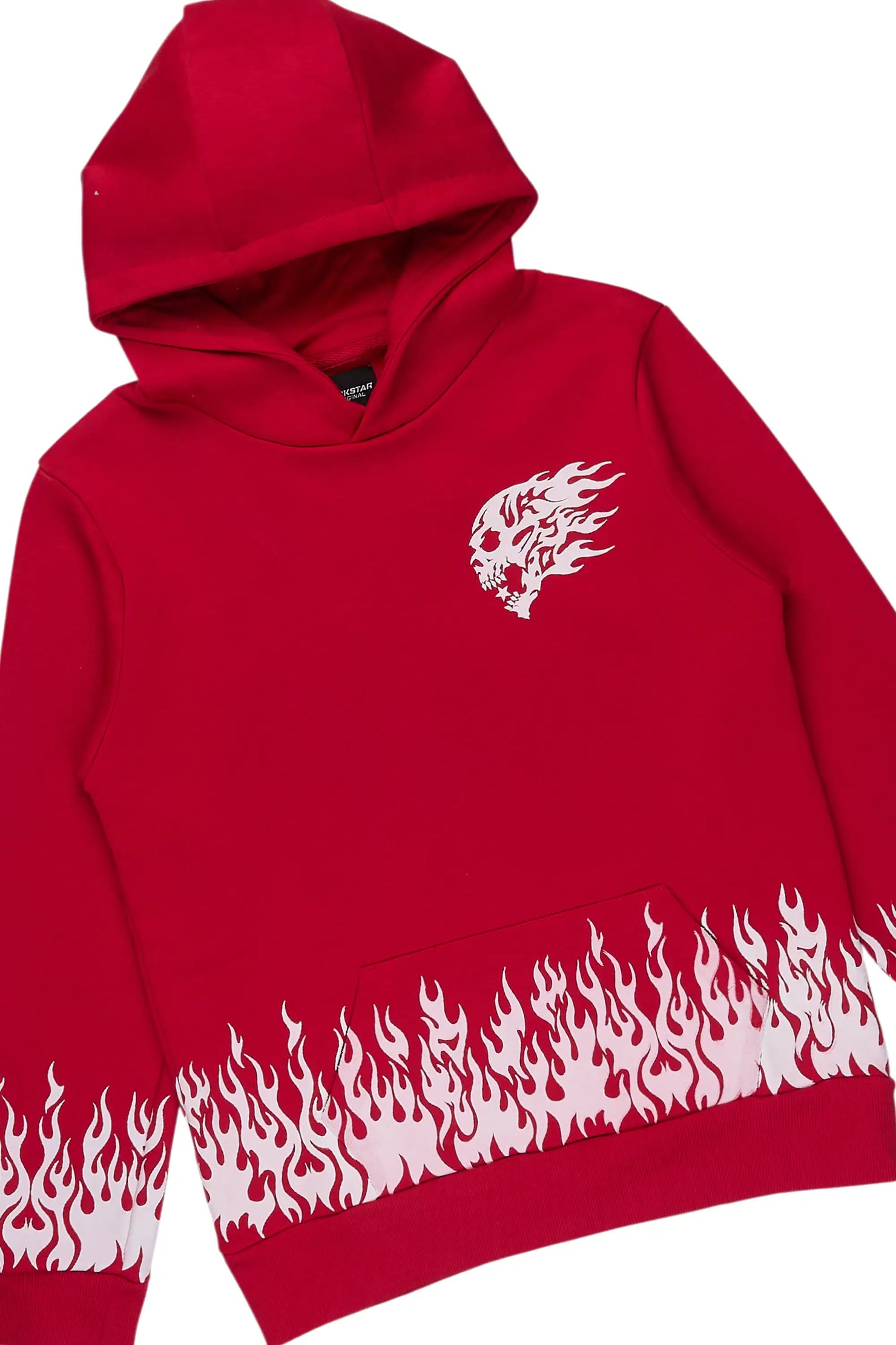 Boys Bubble Red Hoodie Stacked Jean Set