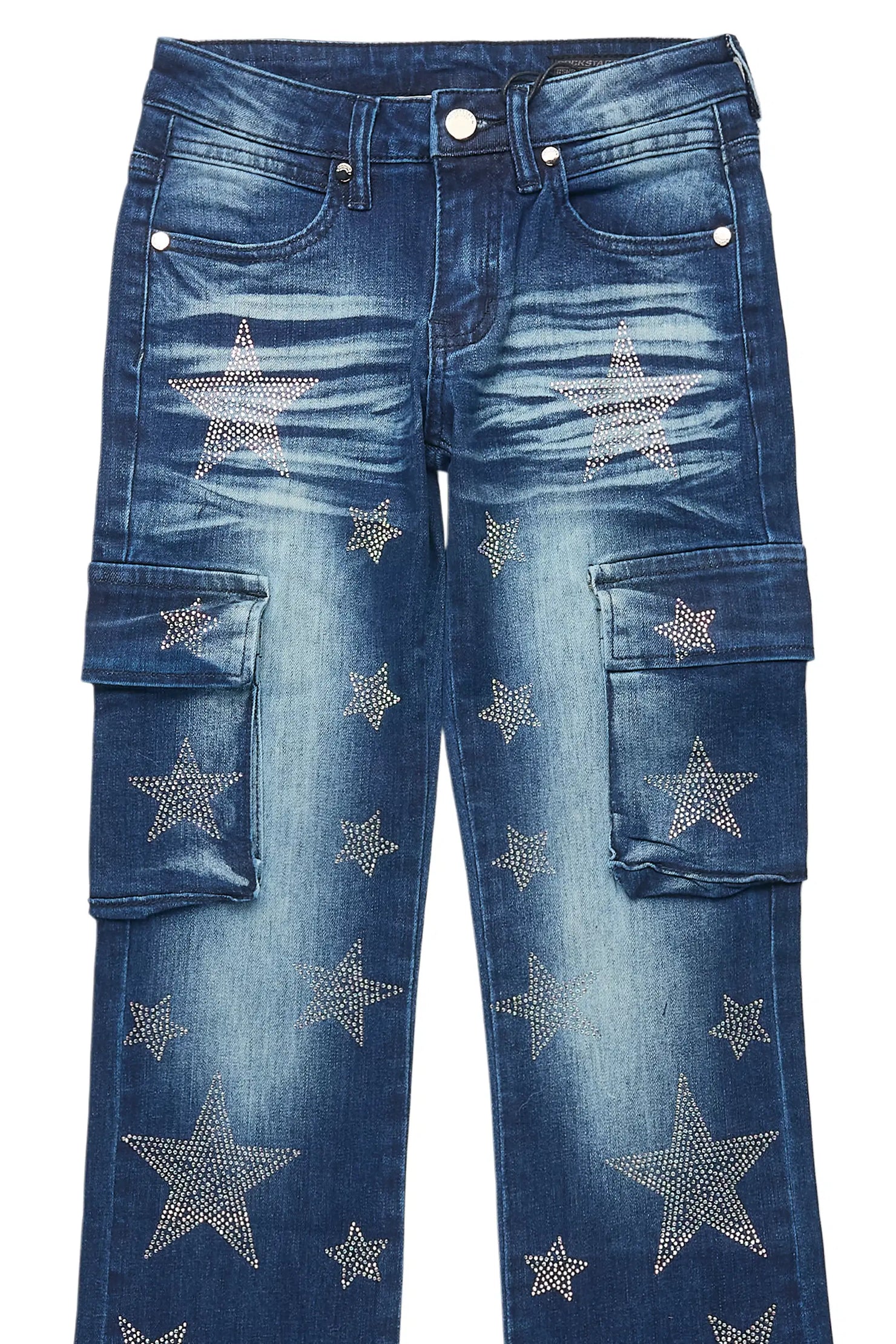 Girls Kendrica Dark Wash Rhinestone Stacked Jean