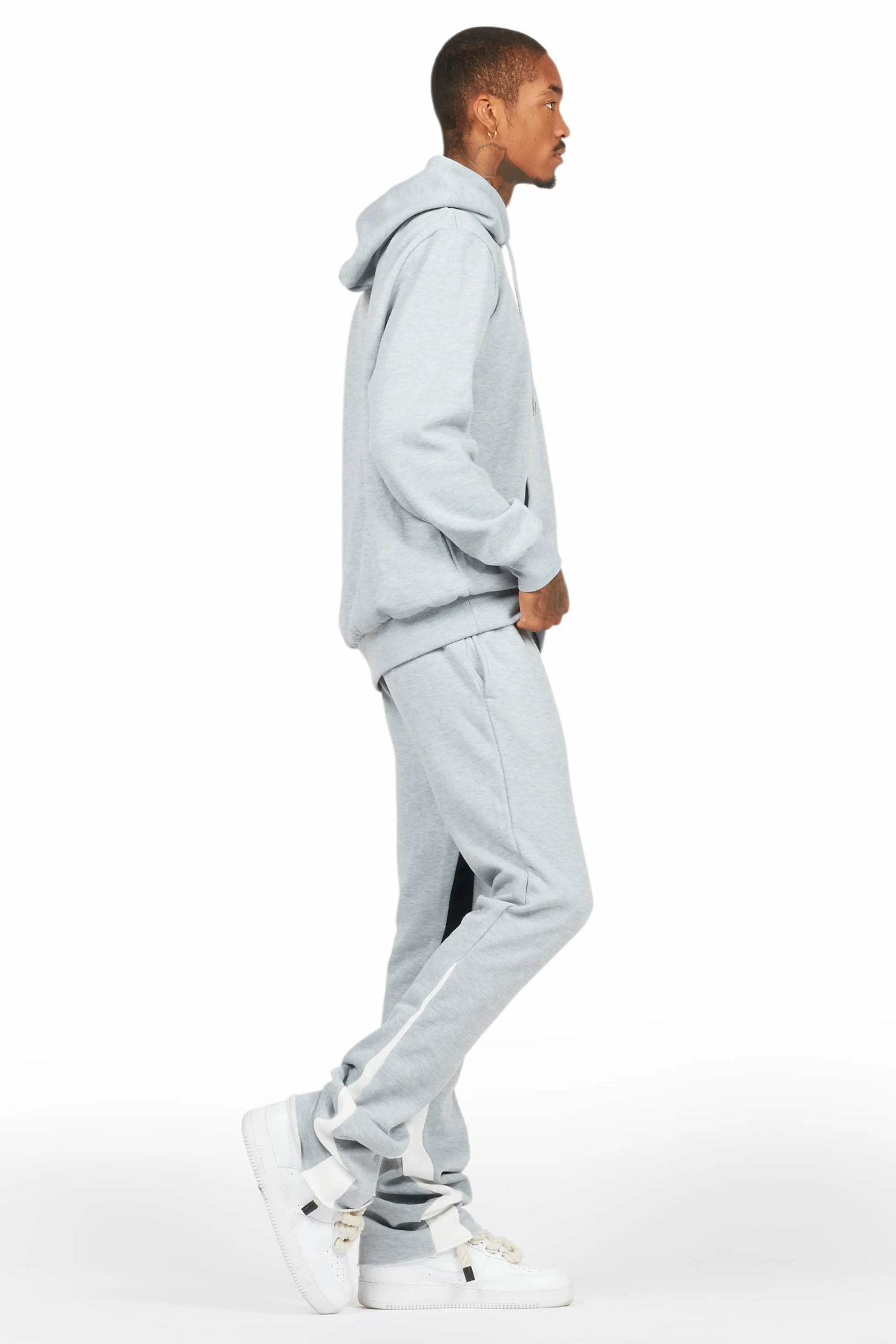 Briggs Heather Grey Hoodie/Stacked Flare Track Set