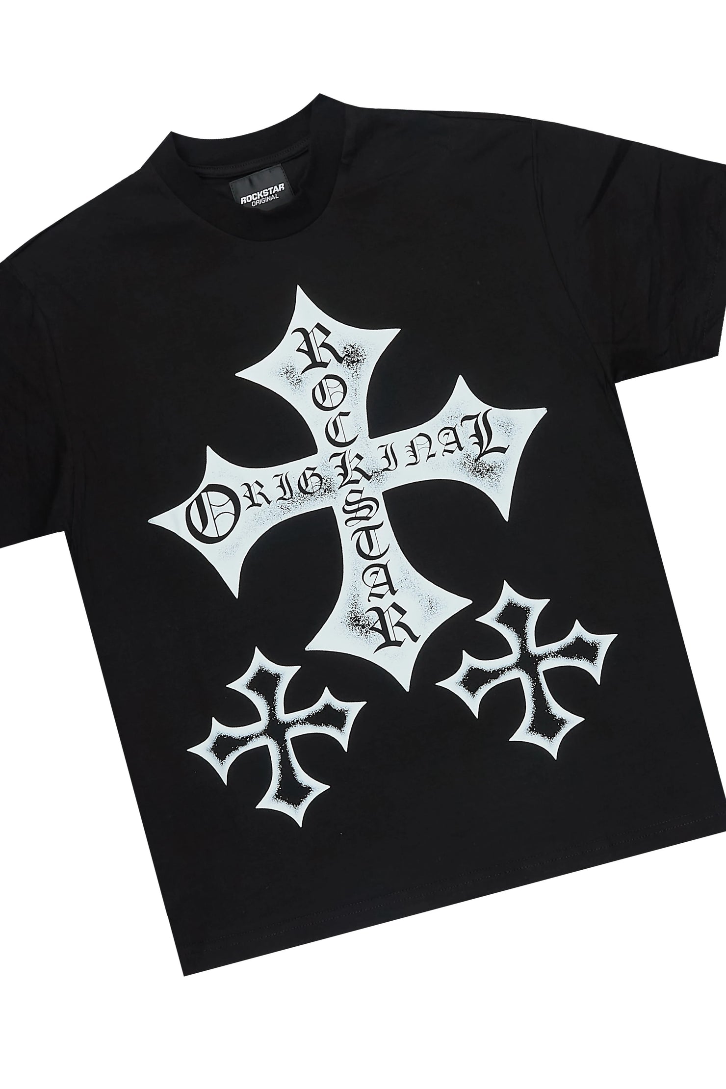 Boys Marizon Black Oversized T-Shirt/Short Set