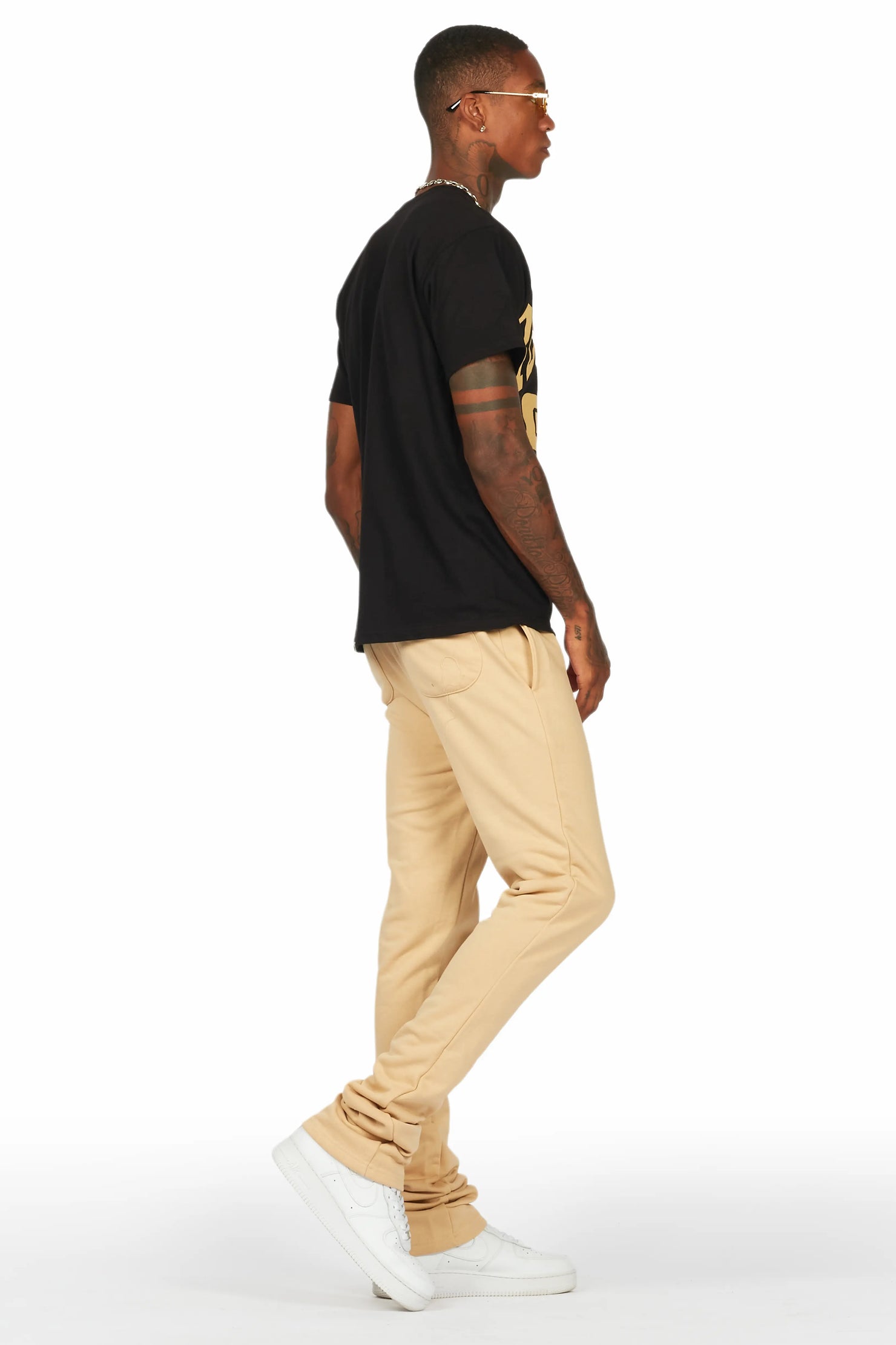 Mallor Black/Beige T-Shirt/Stacked Track Set