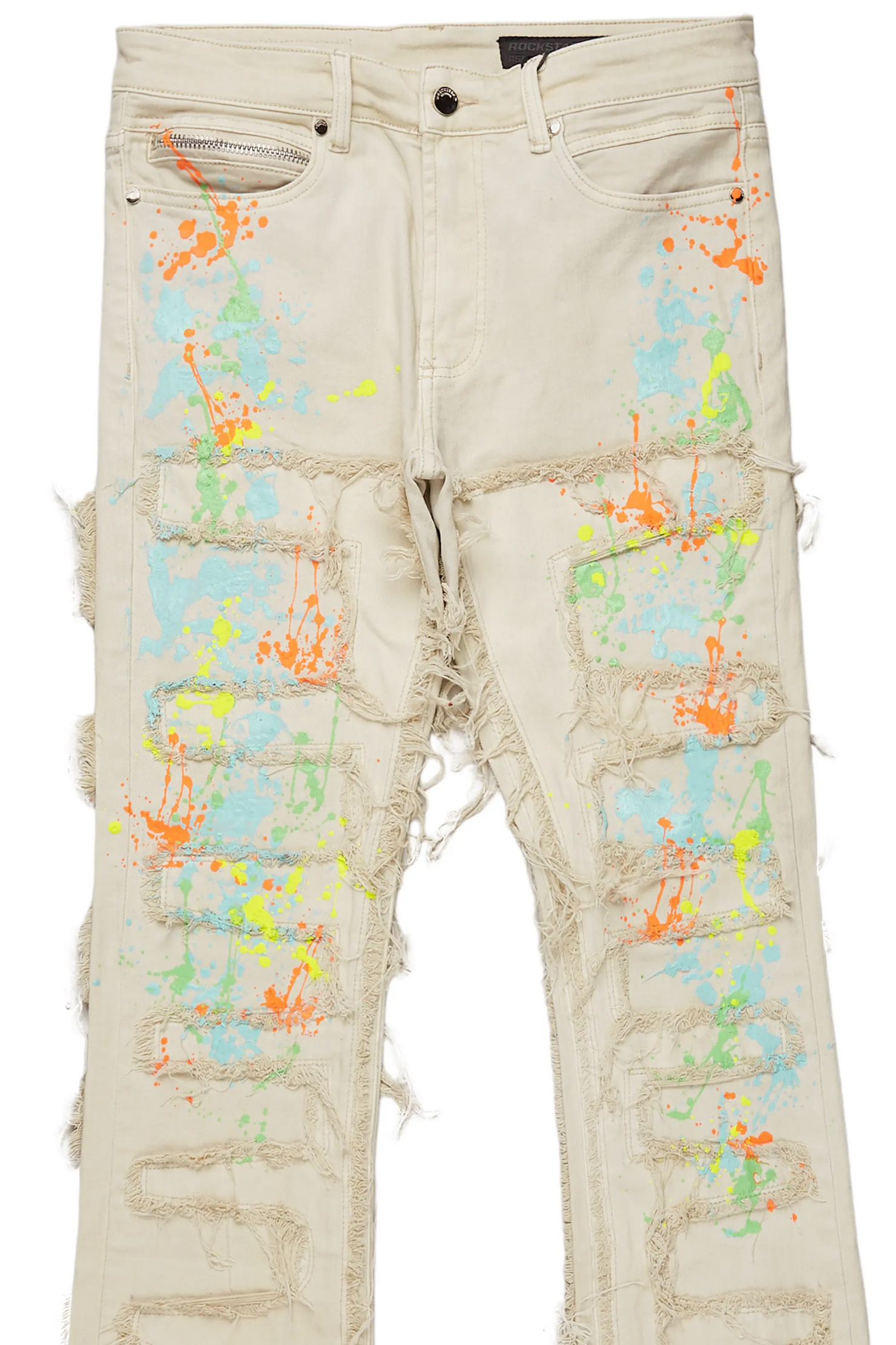 Tacito Beige Painter Stacked Flare Jean