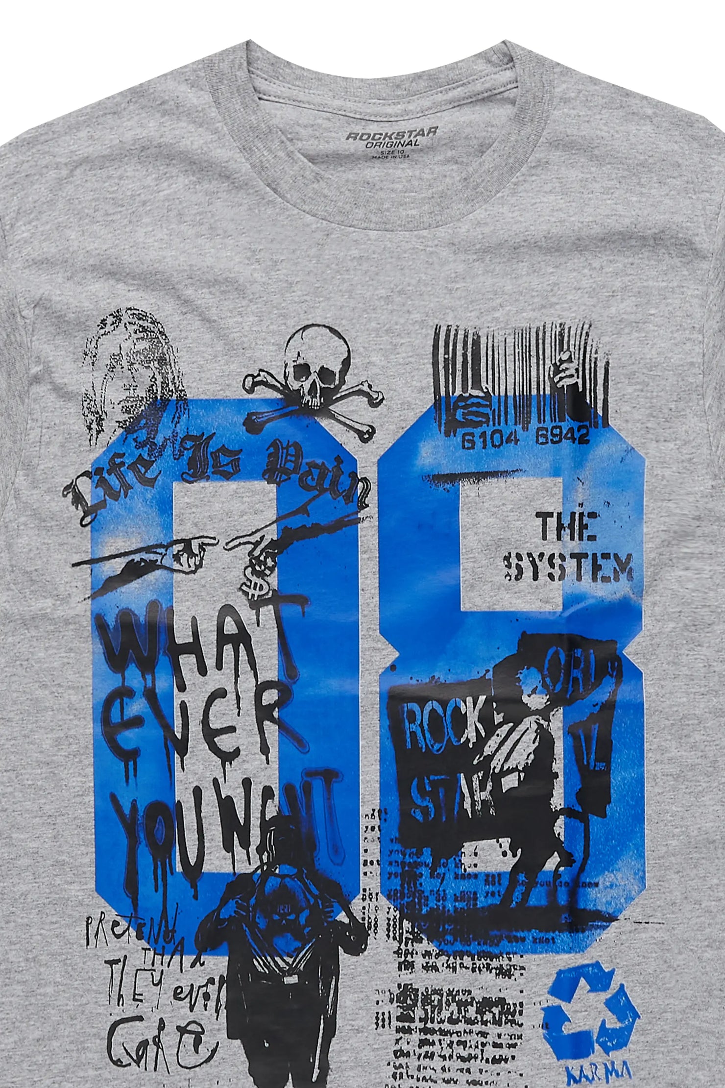 Boys Beau Grey/Royal Blue Graphic T-Shirt