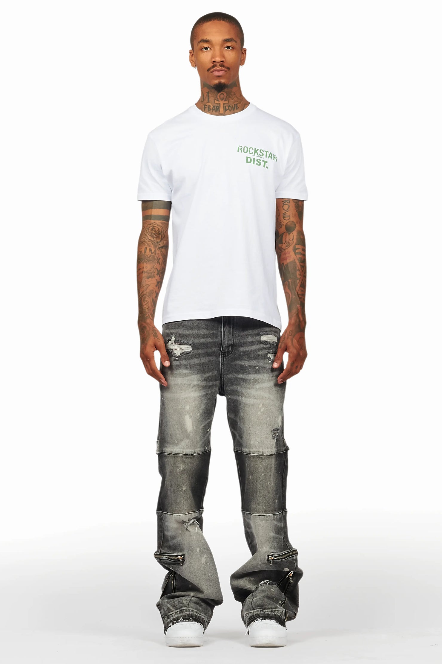 Grib Grey Bleach Baggy Jean