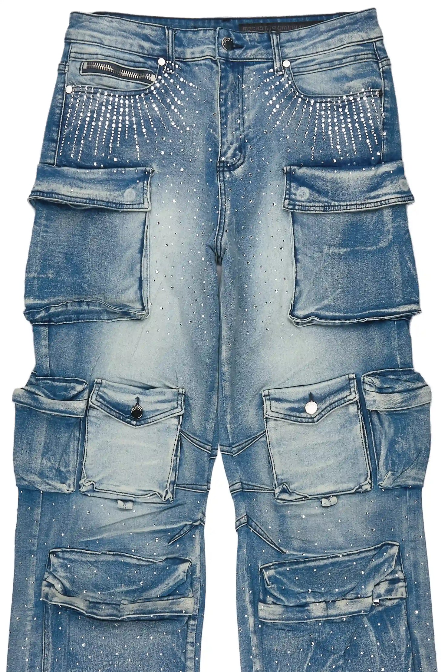 Keoni Light Blue Rhinestone Baggy Fit Jean