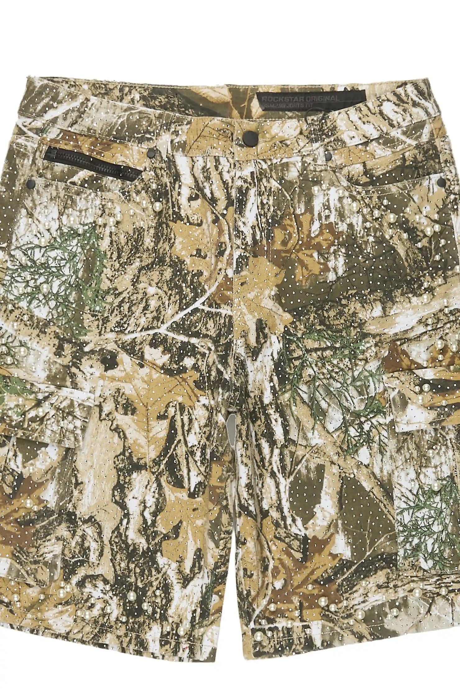 Sevyn Tree Camo Rhinestone Denim Short