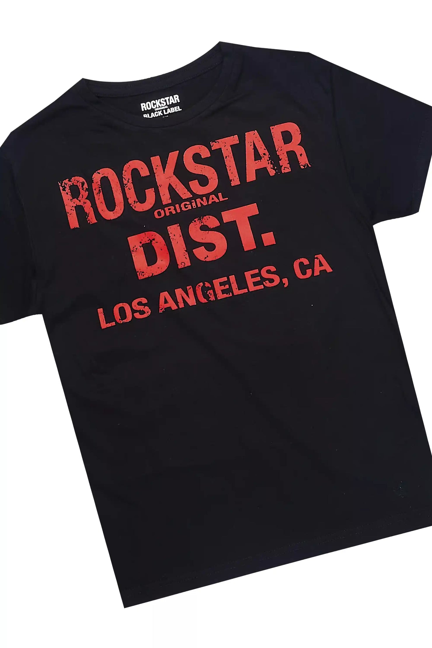 Boys Saxon Black/Red T-Shirt/PU Short Set
