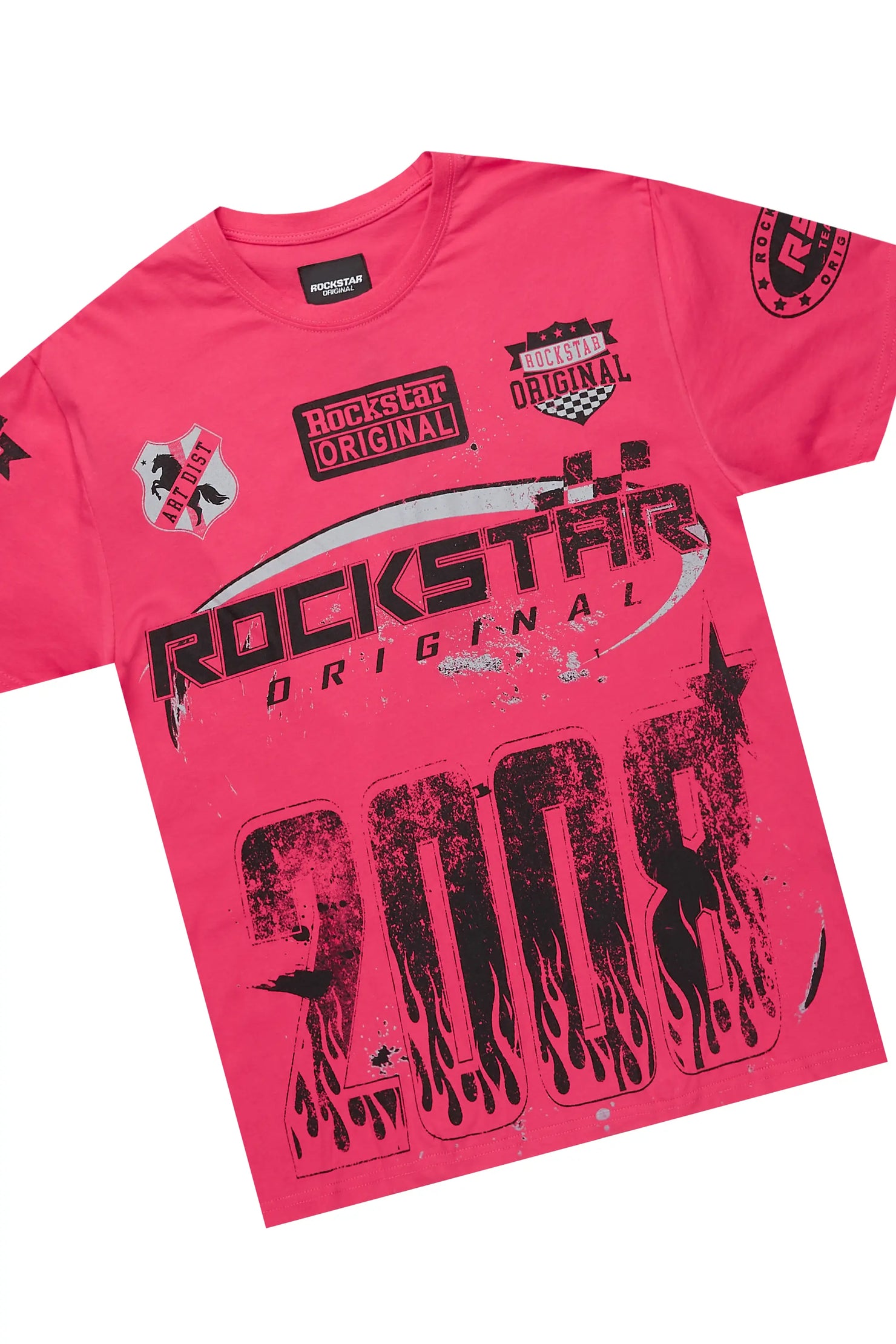 Amos Fuschia/Black Graphic T-Shirt Short Set