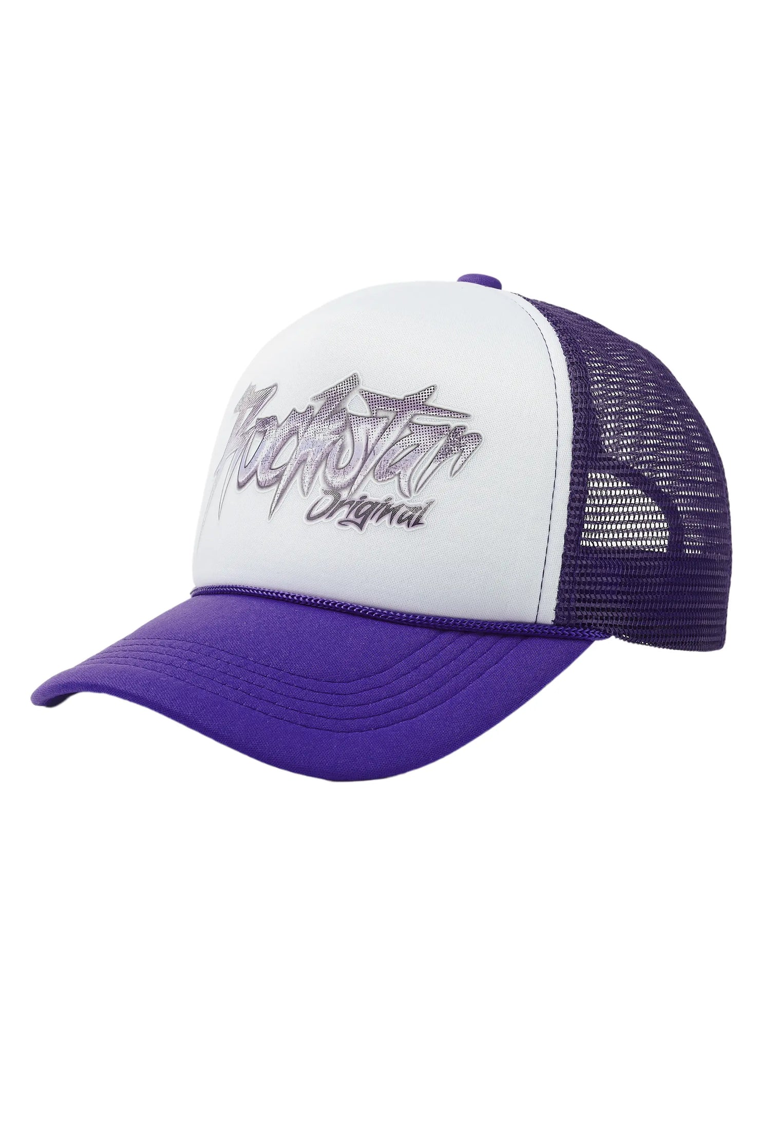 Mikelo White/Purple Trucker Hat