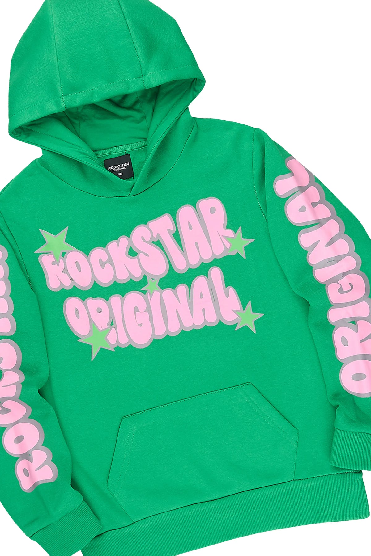 Girls Emmy Green Hoodie & Gentry Blue Stacked Jean Set