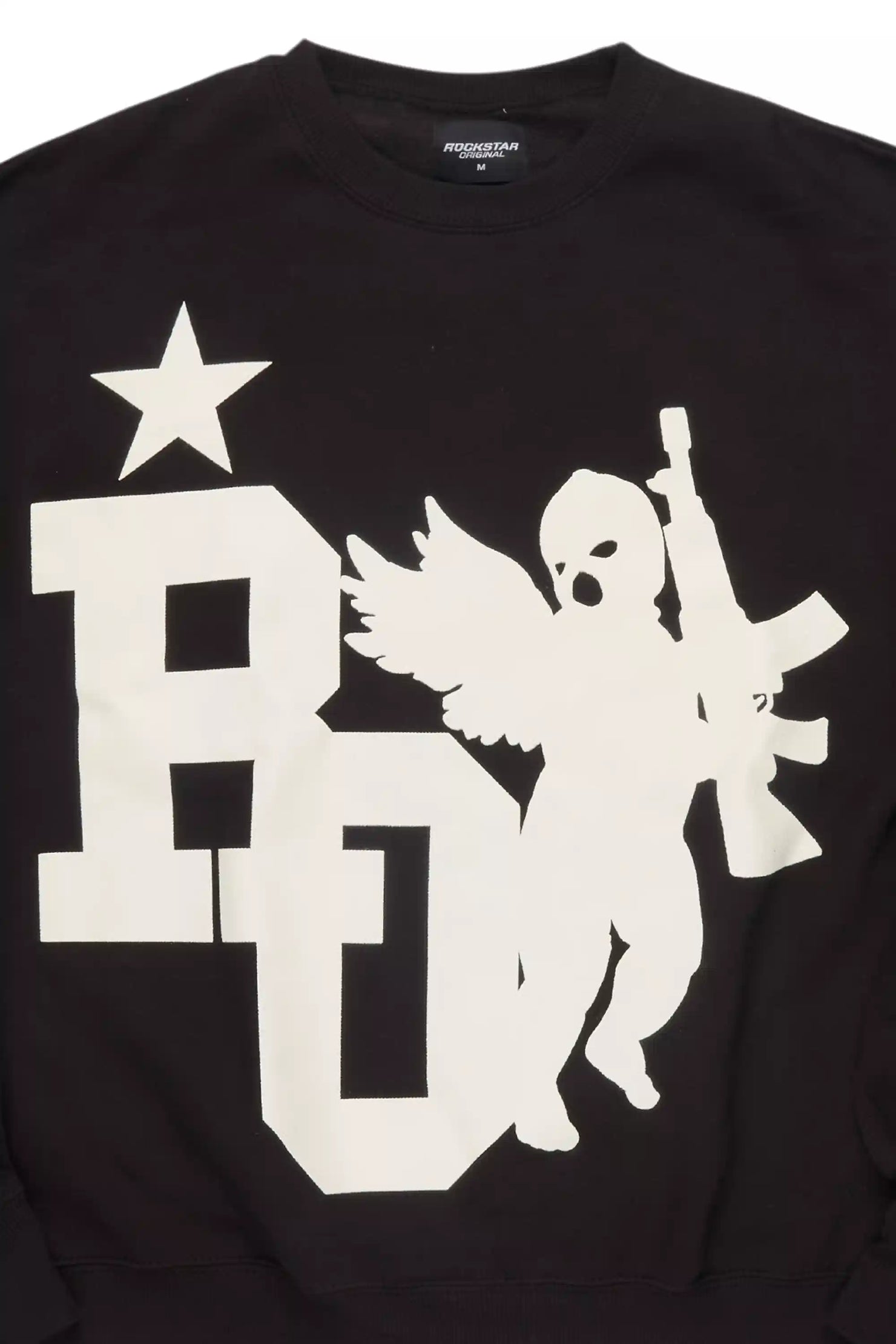 Pluton Black/Cream Graphic Crewneck Sweatshirt