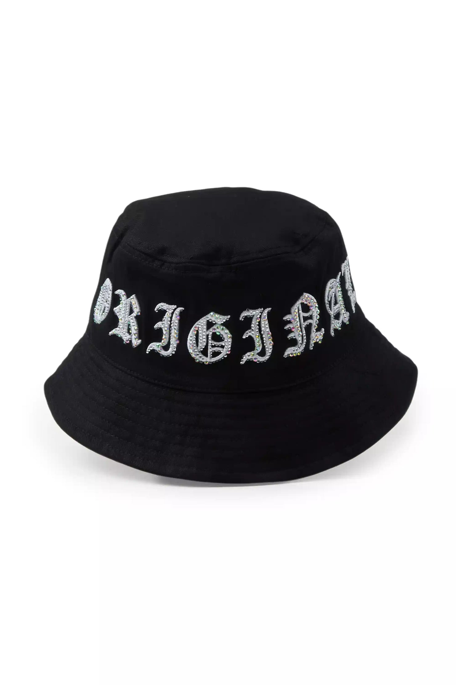 Charis Black Rhinestone Graphic Bucket Hat