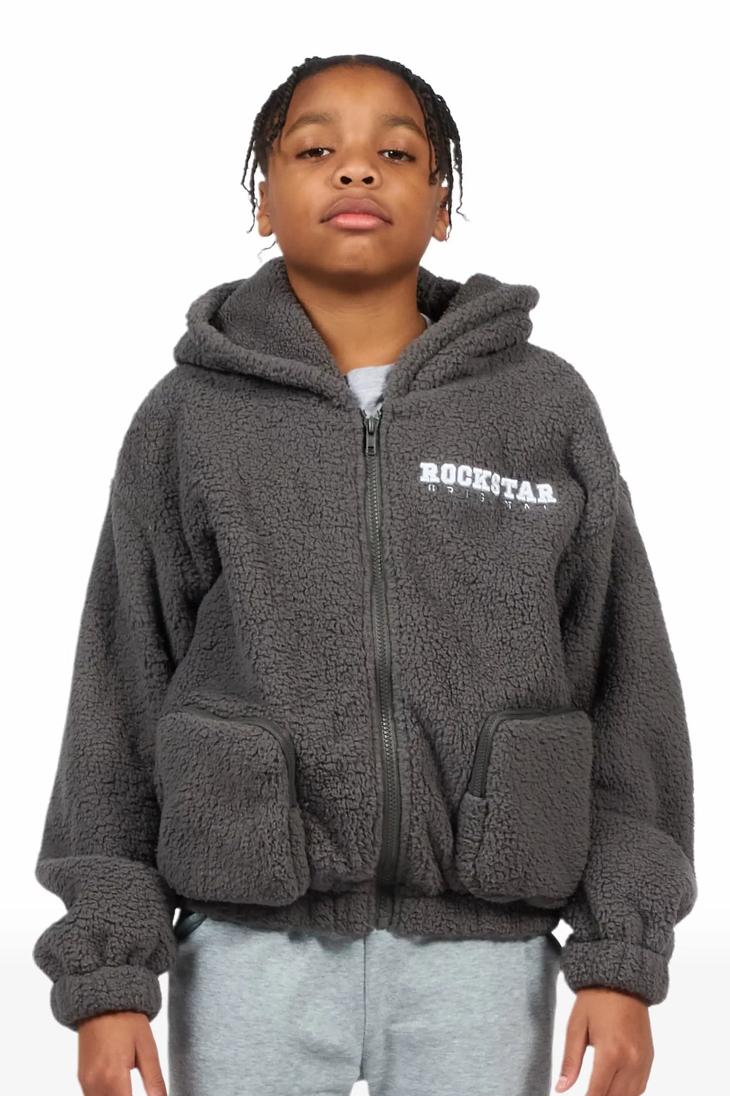Boys Lonia Grey Sherpa Jacket