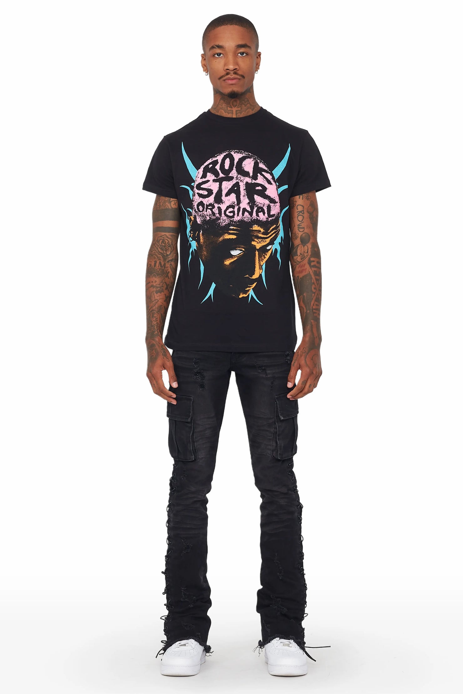 Honor Black Stacked Flare Jean