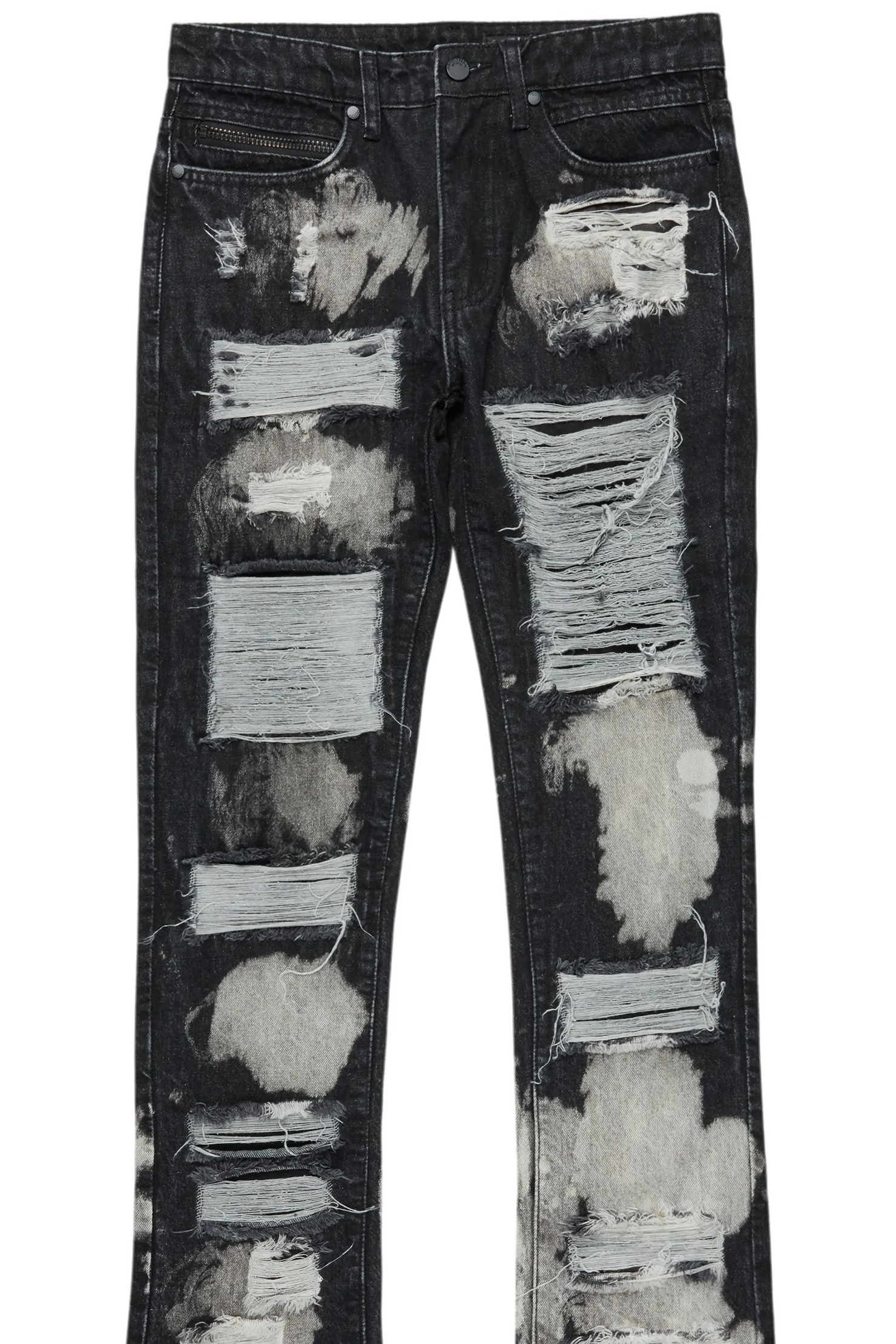 Stig Black Bleach Stacked Flare Jean