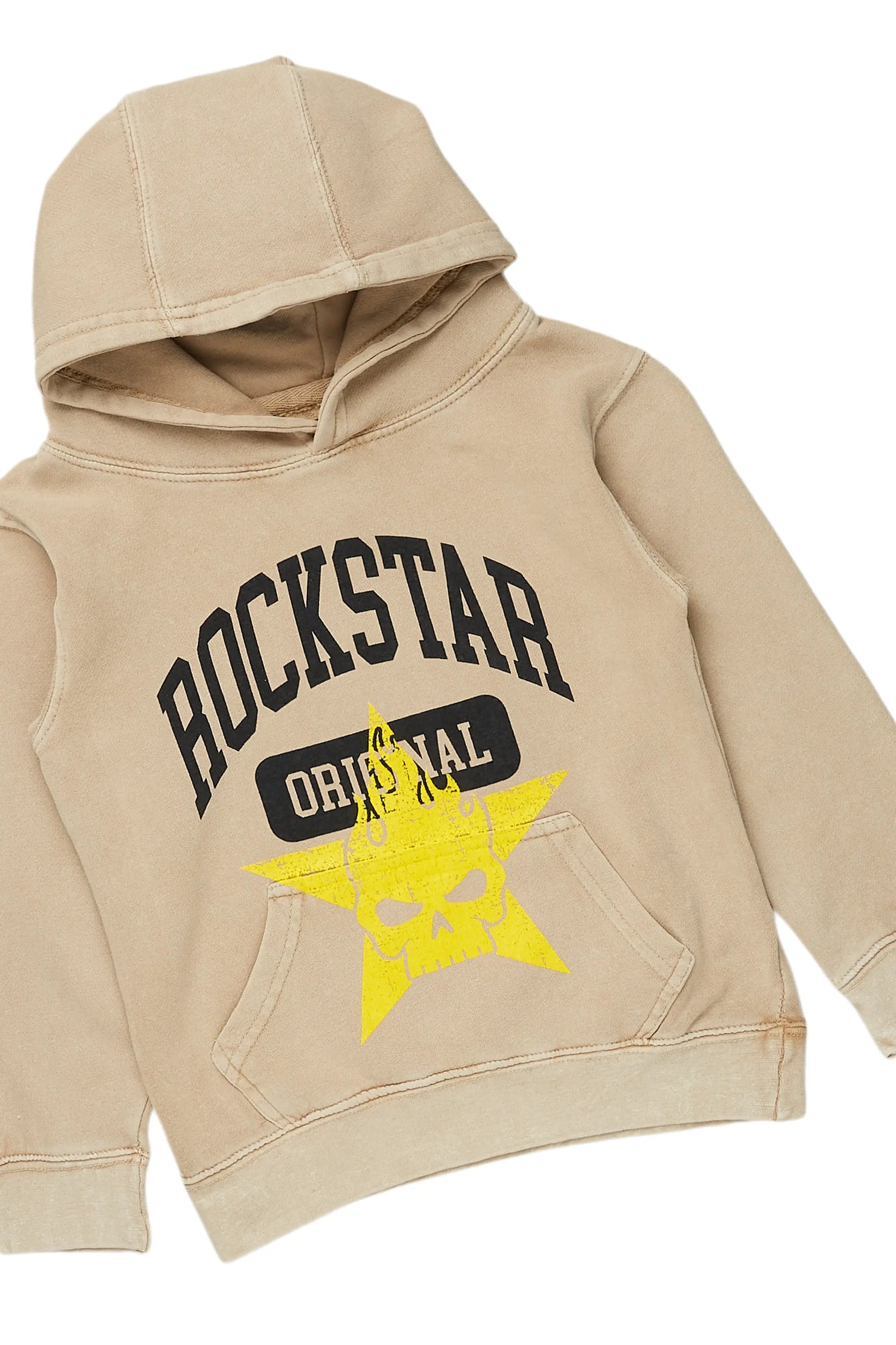 Girls Jilie Vintage Beige Hoodie/Stacked Flare Jean Set