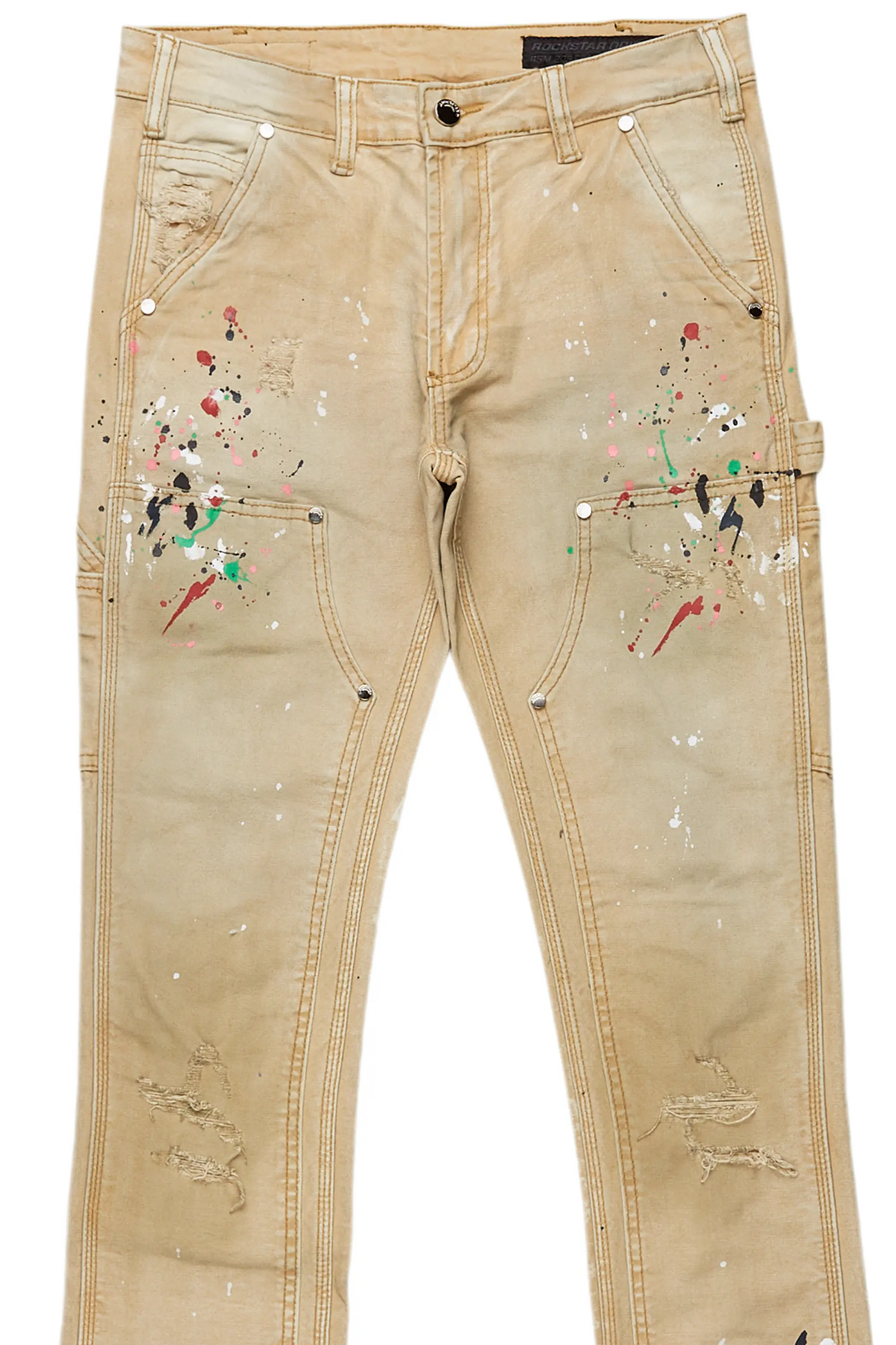 Zoticus Beige Stacked Flare Jean