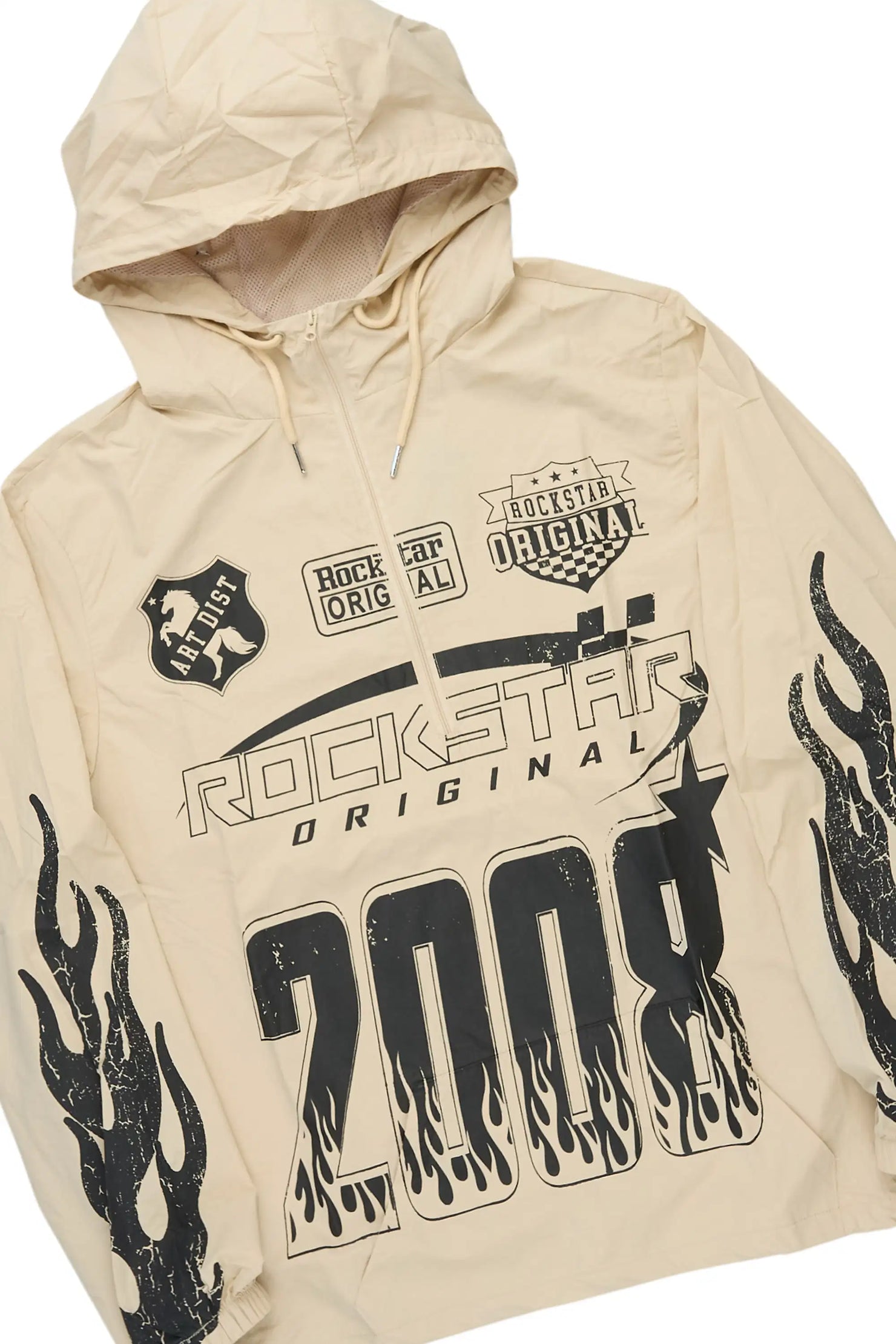 Amos Beige/Camo Windbreaker/Stacked Flare Jean Set