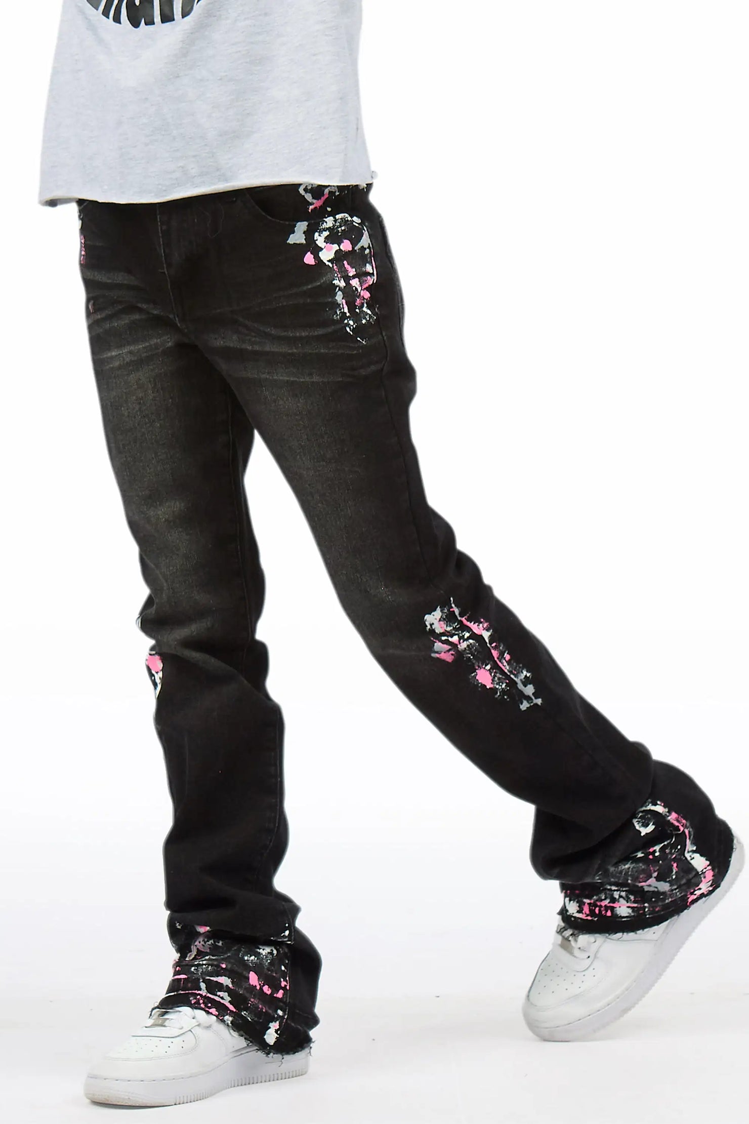 Girls Alora Grey/Dark Grey T-Shirt Stacked Jean Set