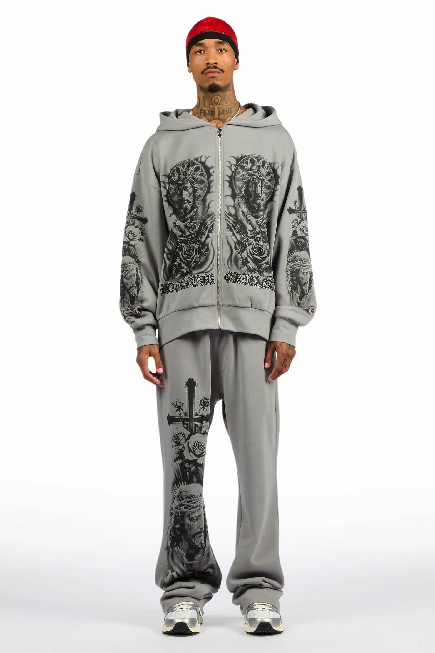 Blasted Grey Hoodie/Baggy Pant Track Set