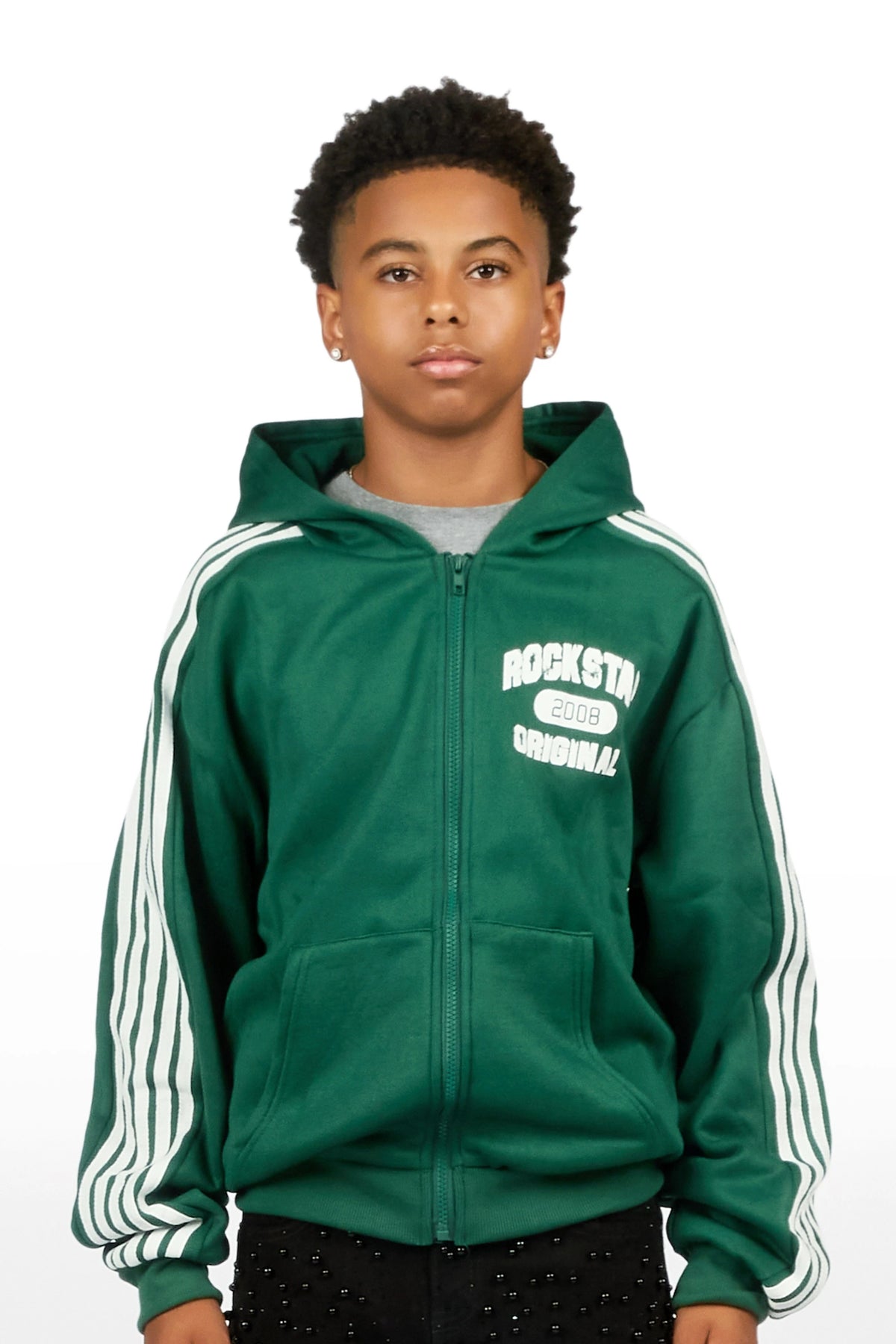 Boys Tylla Green Zip Up Hoodie