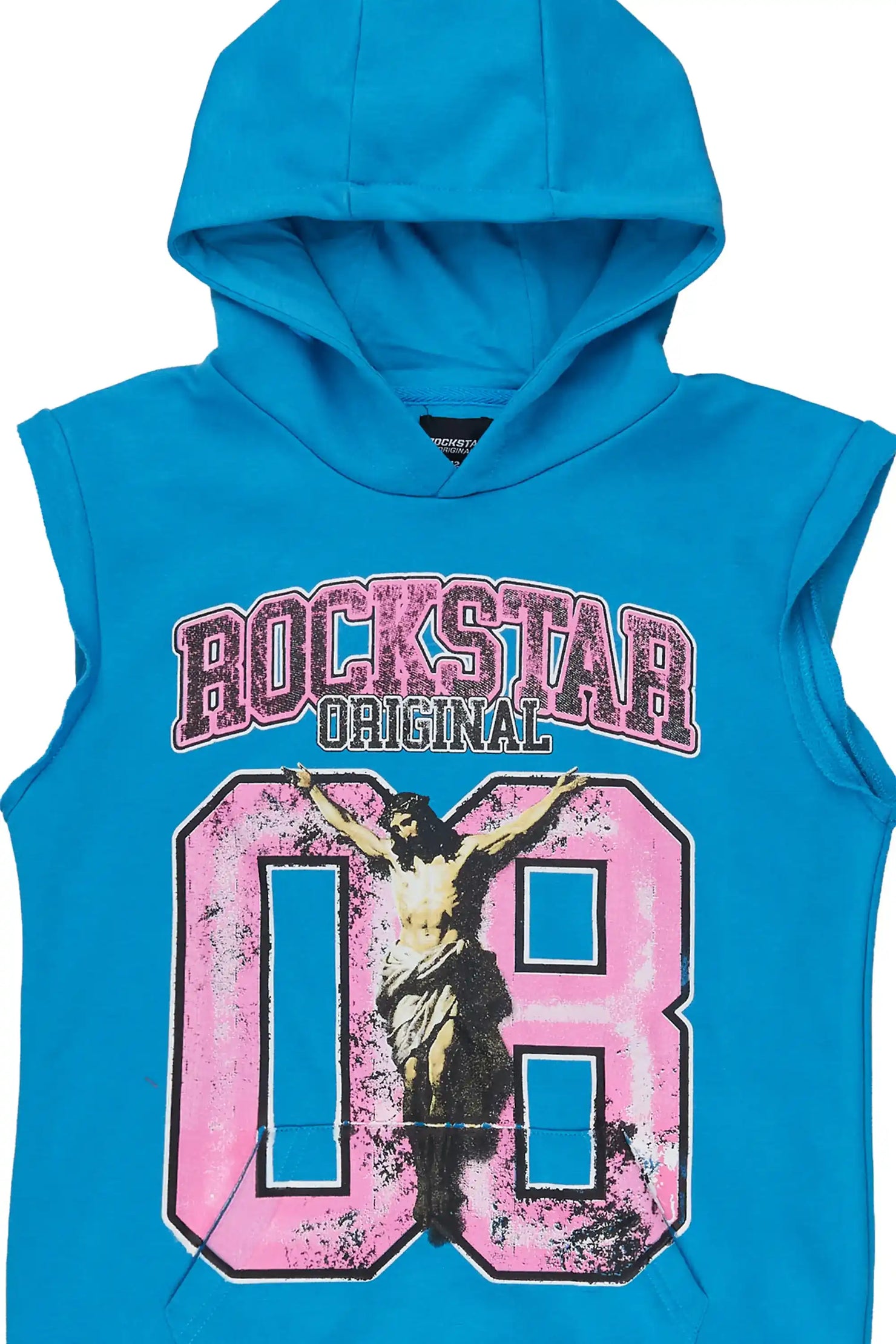 Boys Fields Blue Cut Sleeve Hoodie