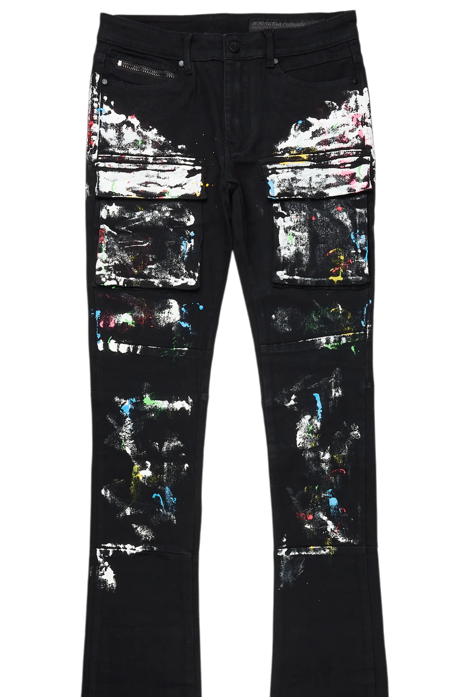 Danello Black Painter Super Stacked Flare Jean