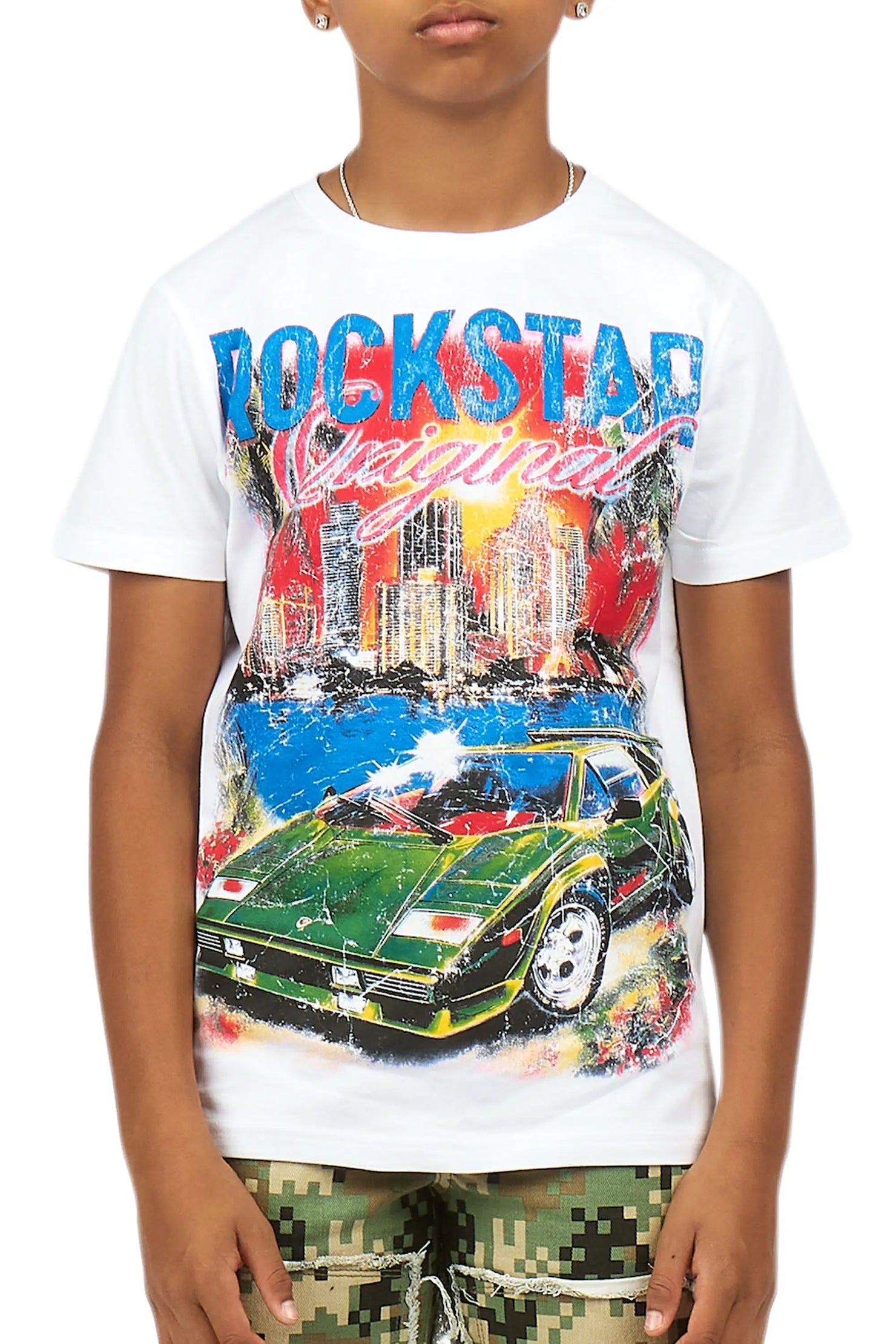 Boys Jhaezar White Graphic T-Shirt