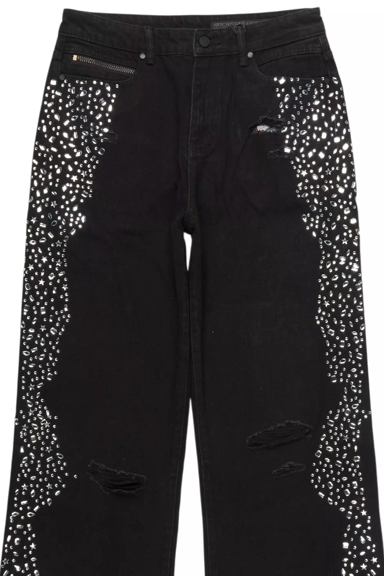 Bolor Black Rhinestone Baggy Jean
