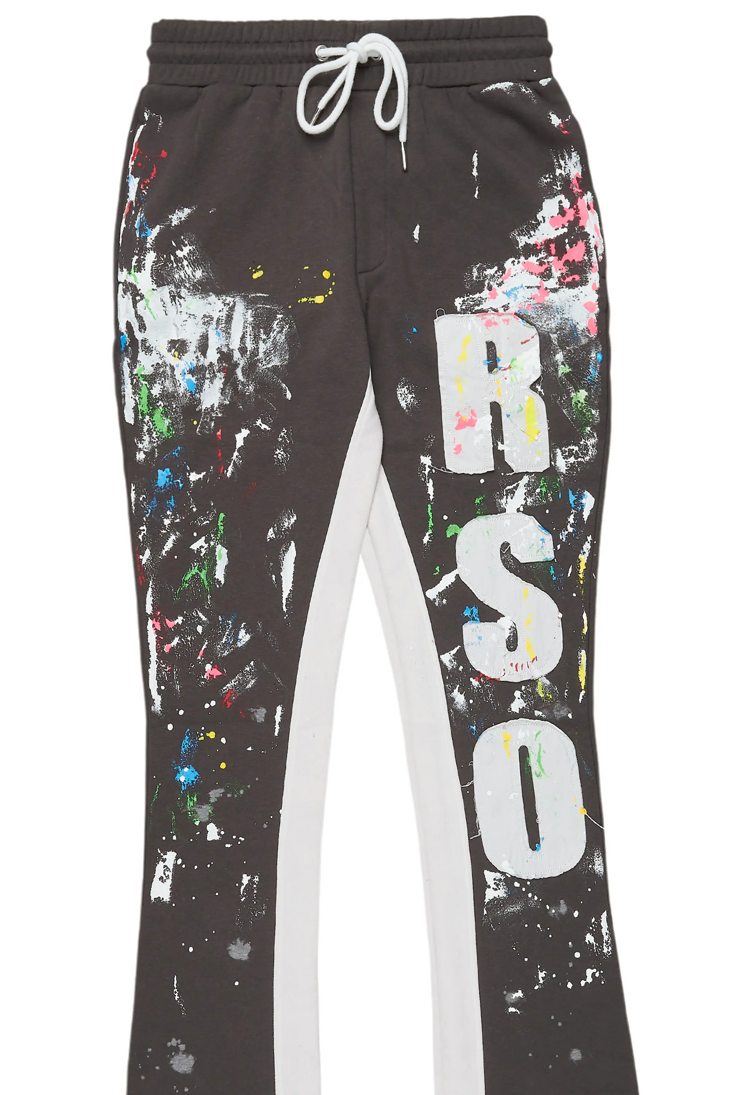 Washi Vintage Grey Patchwork Stacked Flare Track Pant