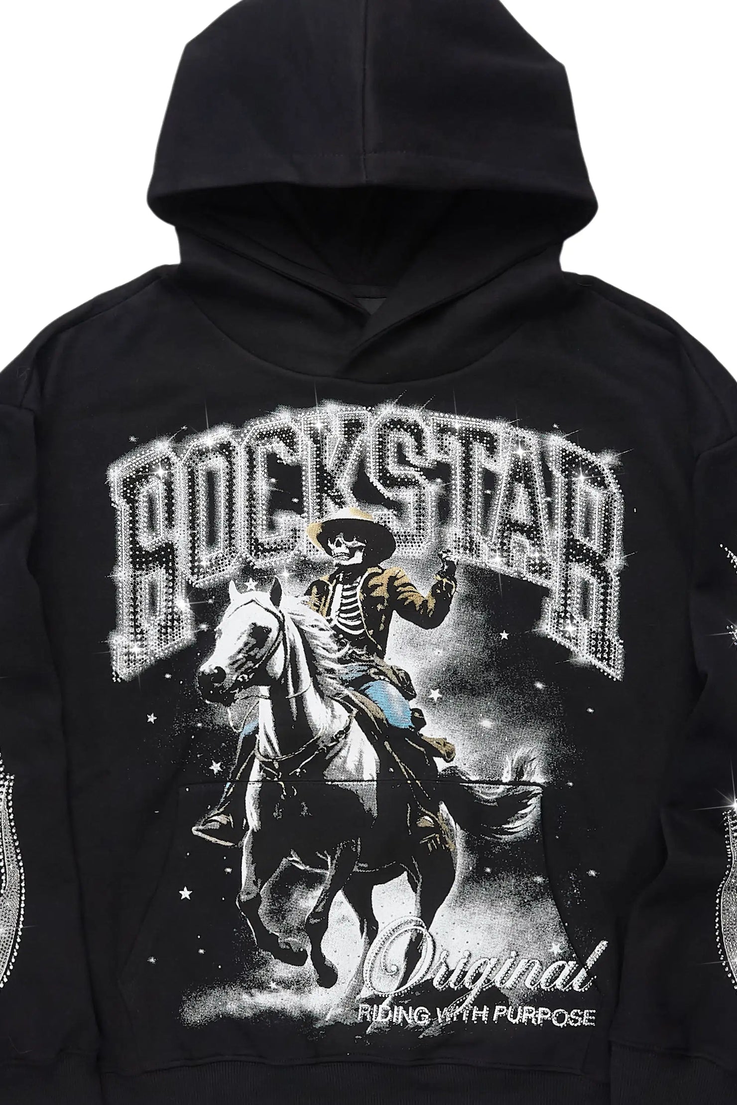 Jager Black Rhinestone Oversized Hoodie