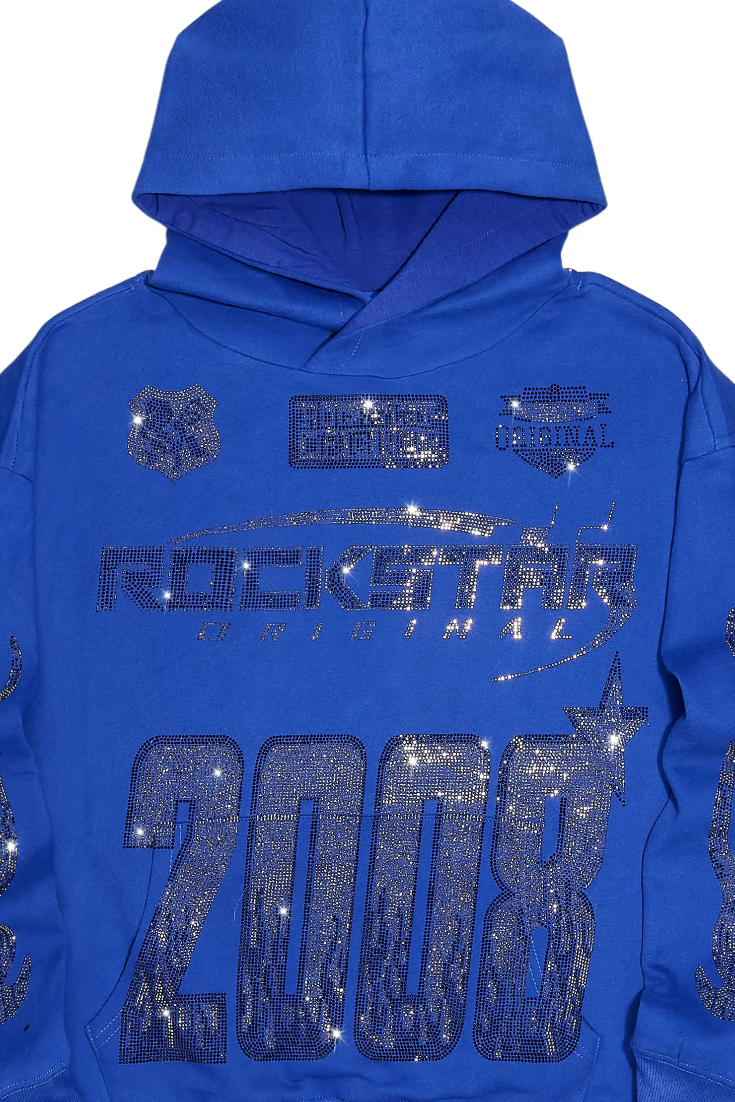 Amos Royal Rhinestone Oversized Hoodie