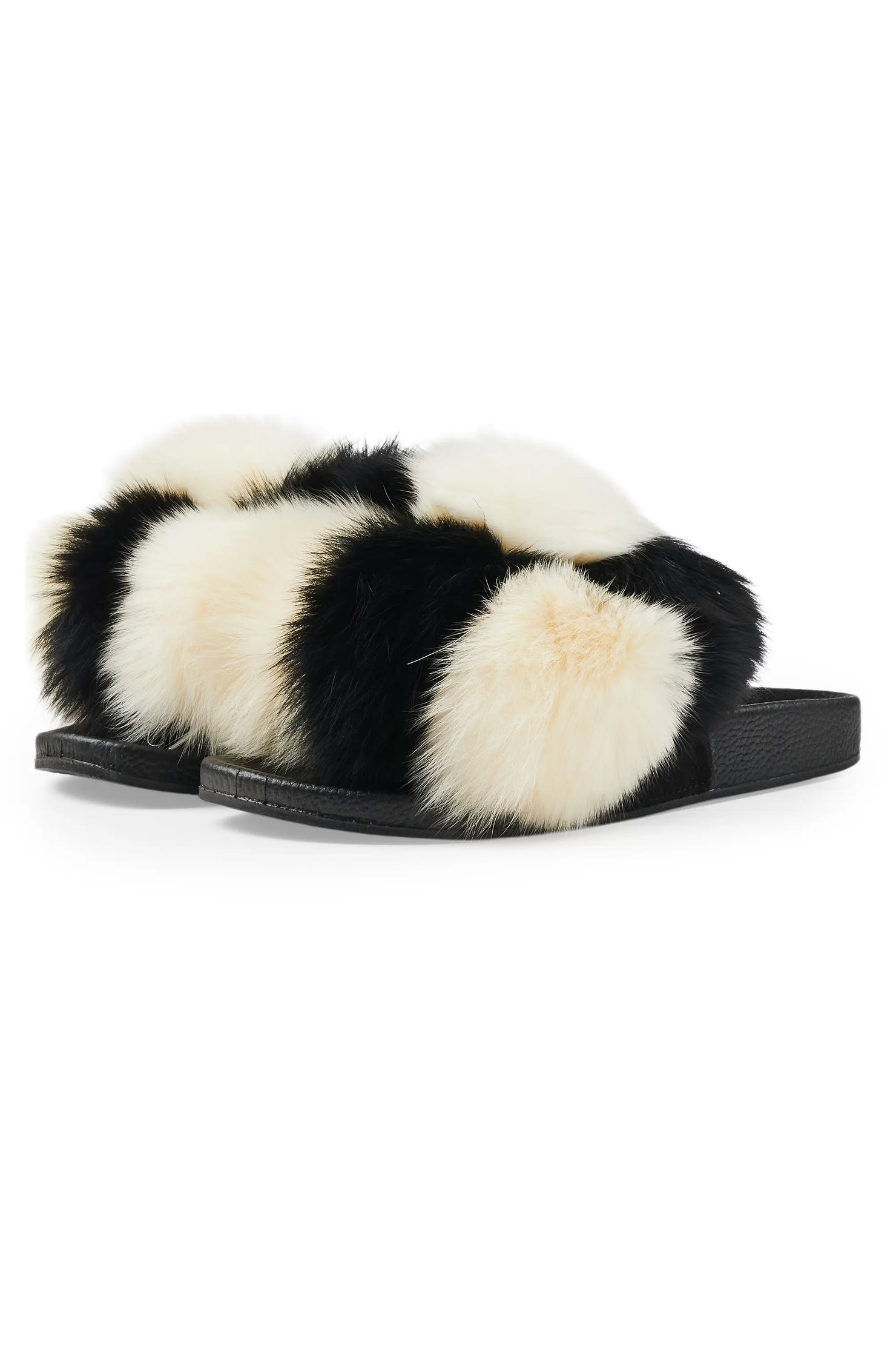 Avisa White/Black Fur Slides