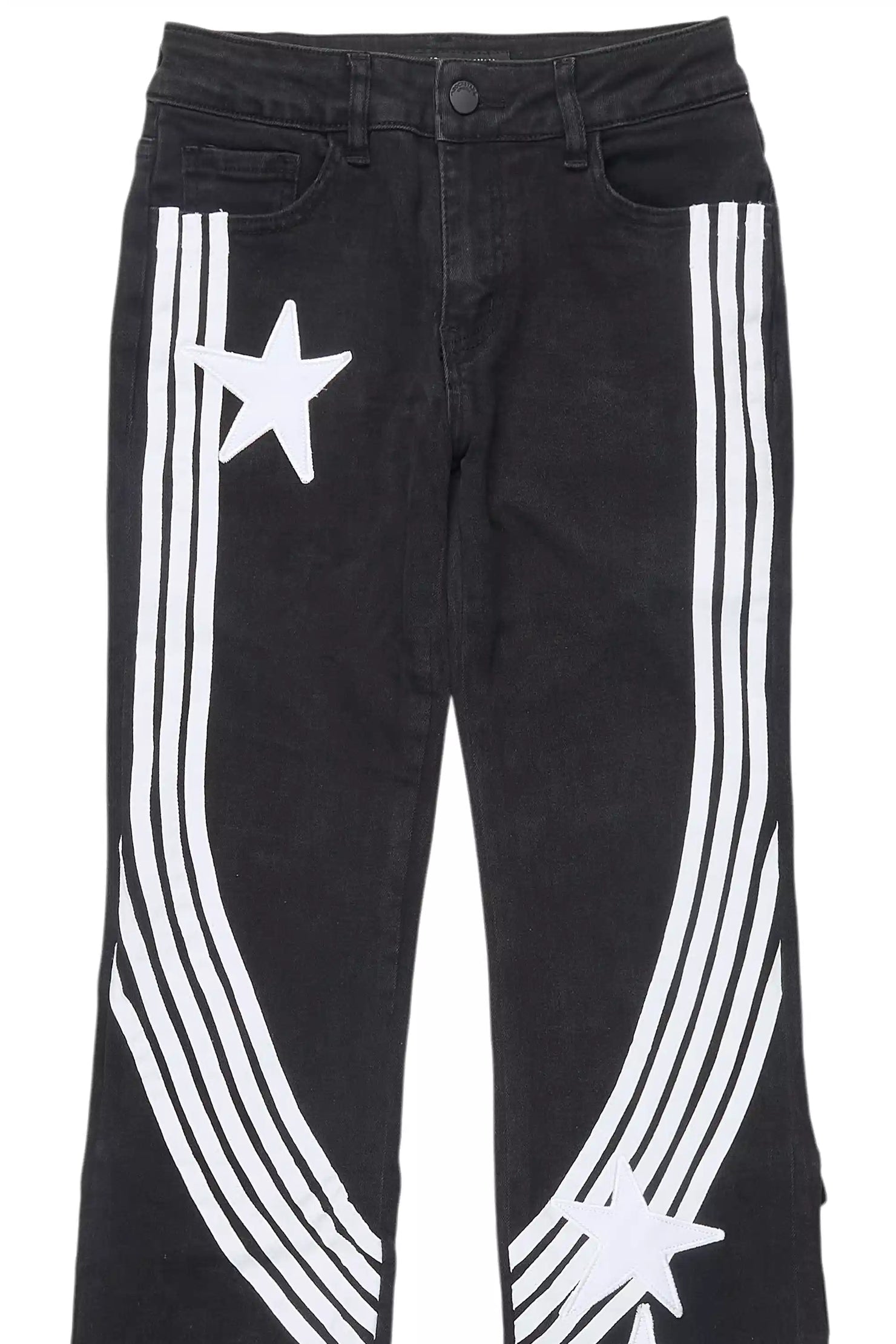 Girls Jaziya Black Stacked Jean