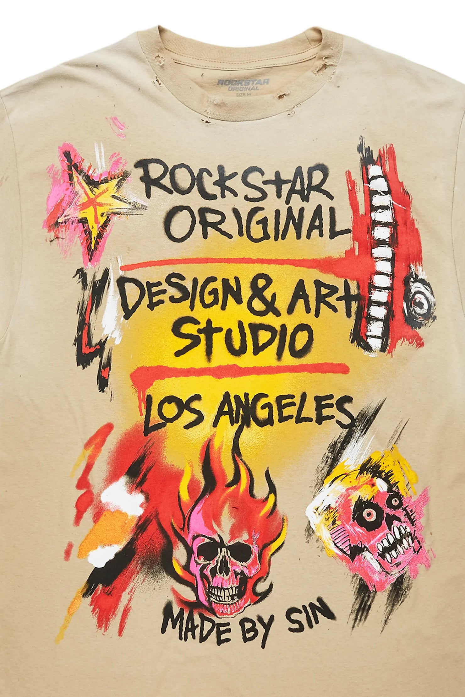 Soweto Beige Oversized Graphic T-Shirt