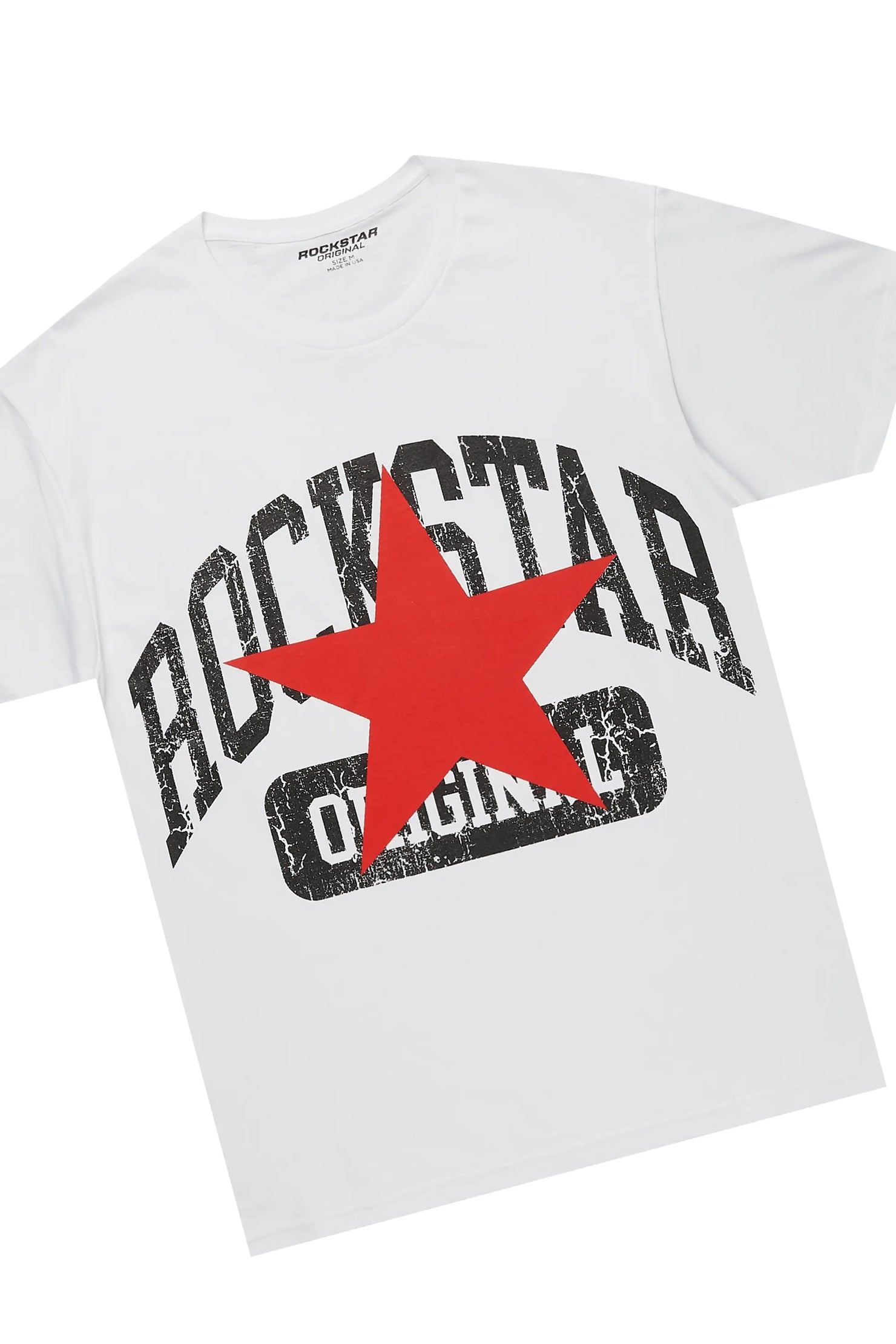 Mallor White/Burgundy T-Shirt/Stacked Baggy Track Pant Set