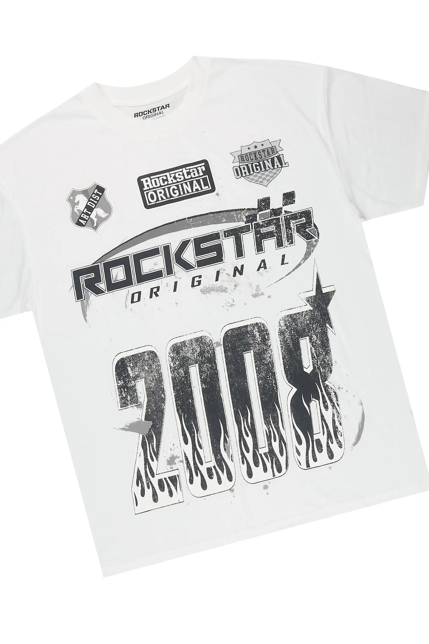 Amos White/Grey Graphic T-Shirt Short Set