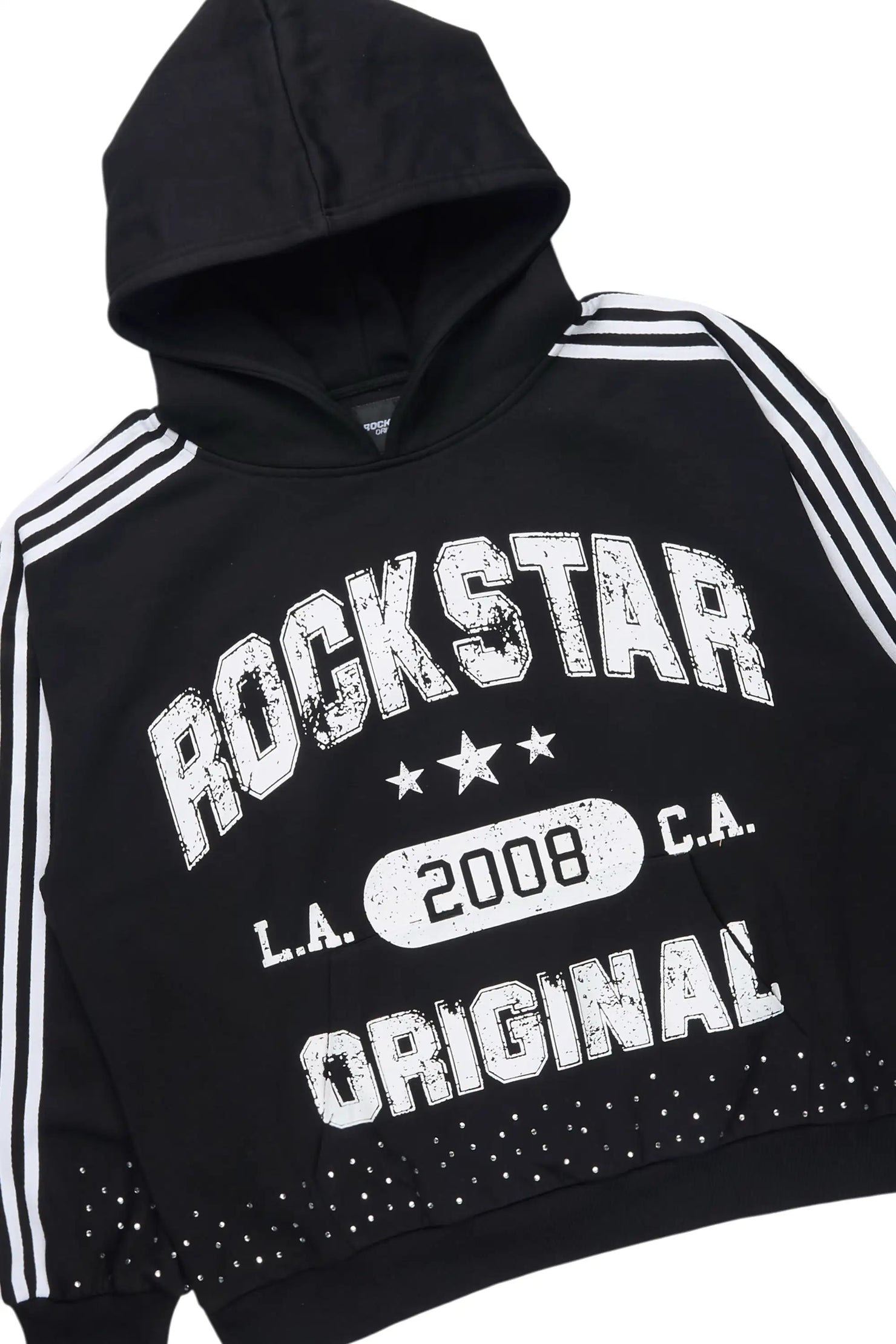 Tylla Black Rhinestone Hoodie/Baggy Pant Track Set