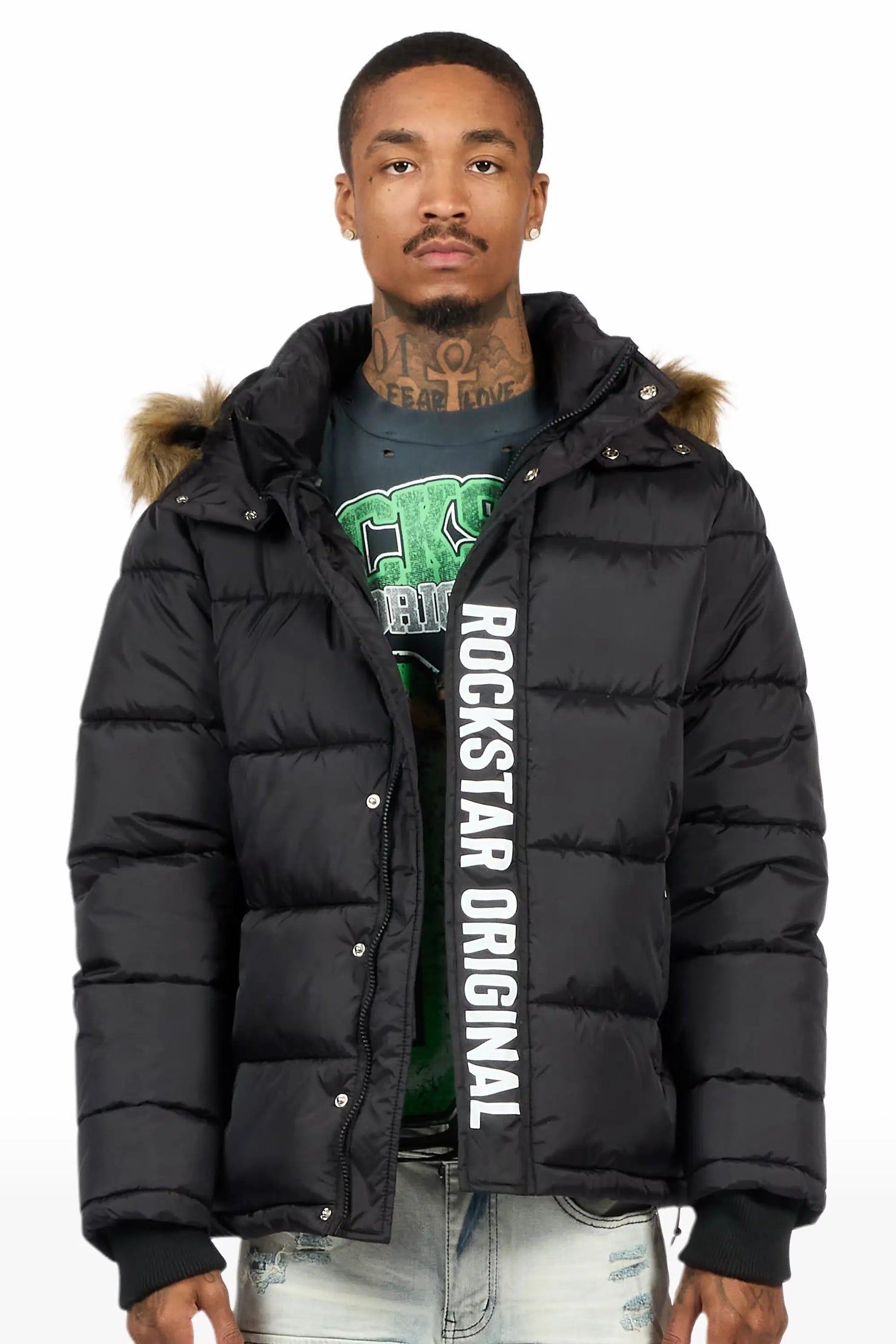 Frostbite Black/Brown Puffer Jacket