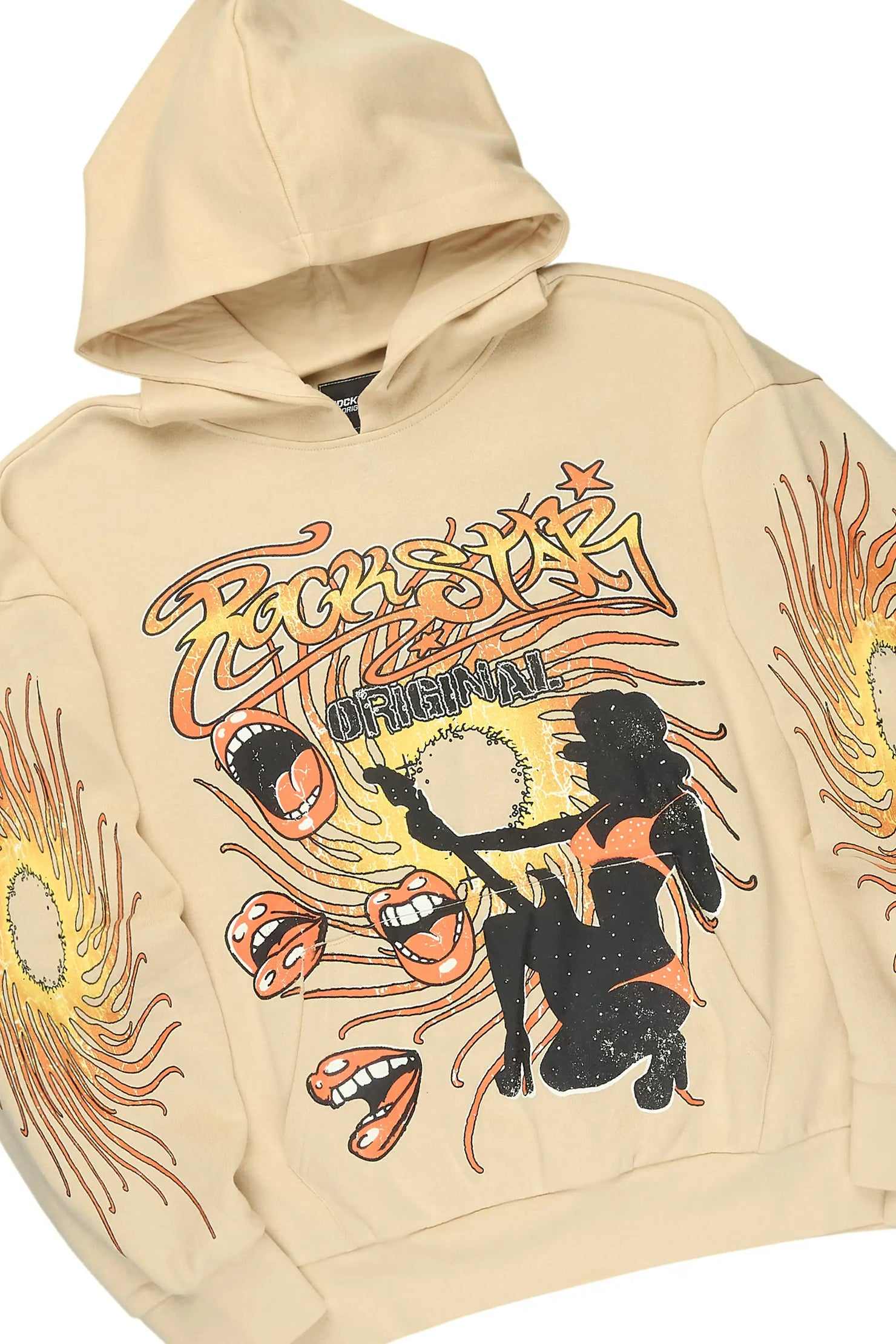 Rock n Roll  Beige Hoodie/Baggy Pant Track Set