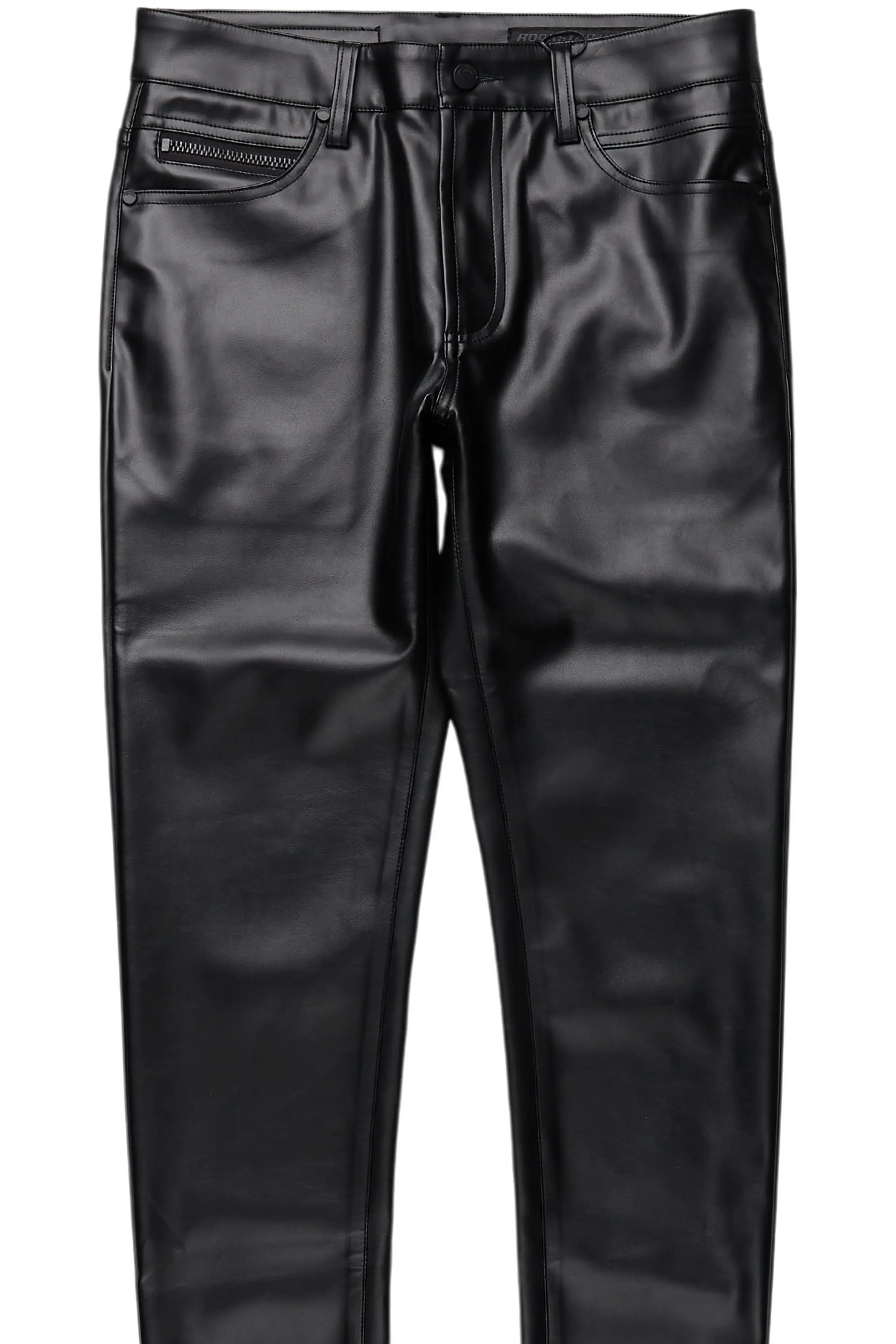 Ricky Black Slim Fit Faux Leather Pant